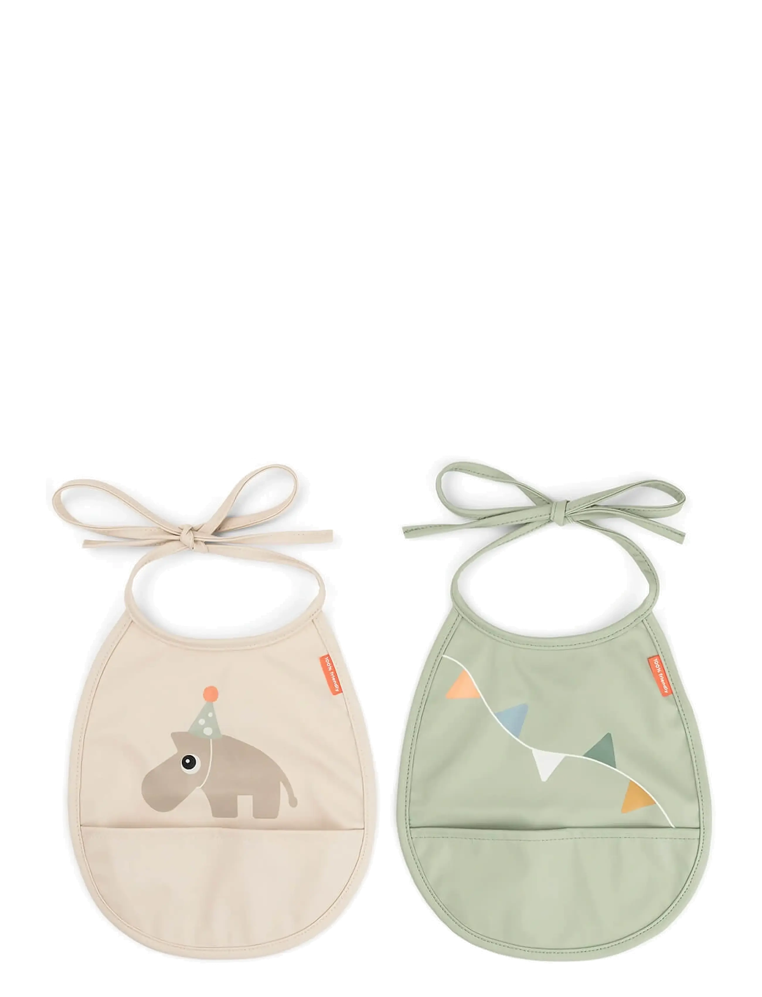Done by Deer Tiny pocket bib 2-pack Celebration Sand - Babyutstyr - SAND / beige