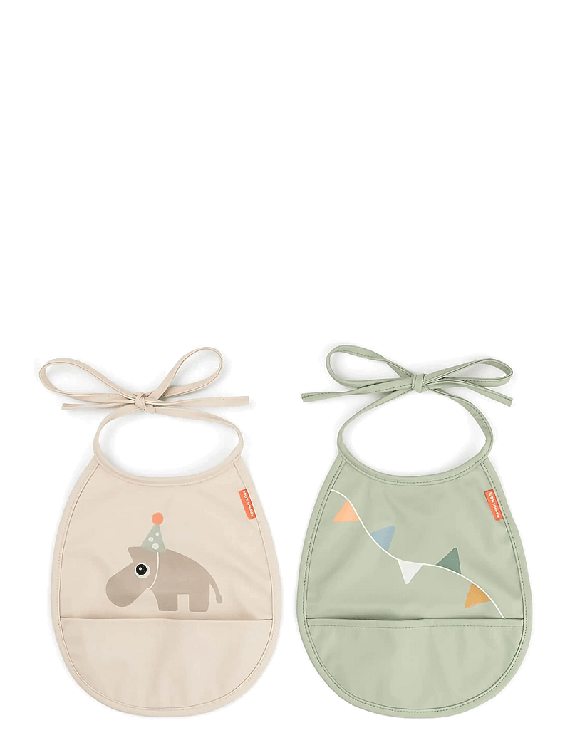 Done by Deer - Tiny pocket bib 2-pack Celebration Sand - langarmlätzchen - sand - 1