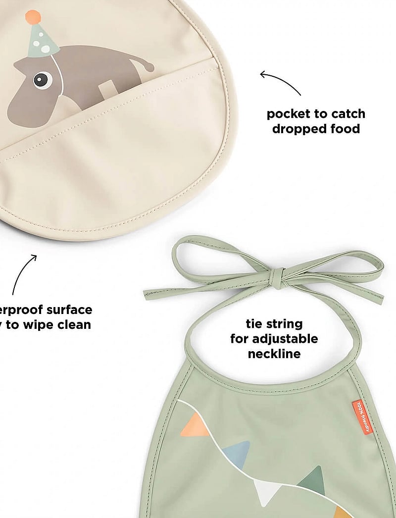 Done by Deer - Tiny pocket bib 2-pack Celebration Sand - langarmlätzchen - sand - 2