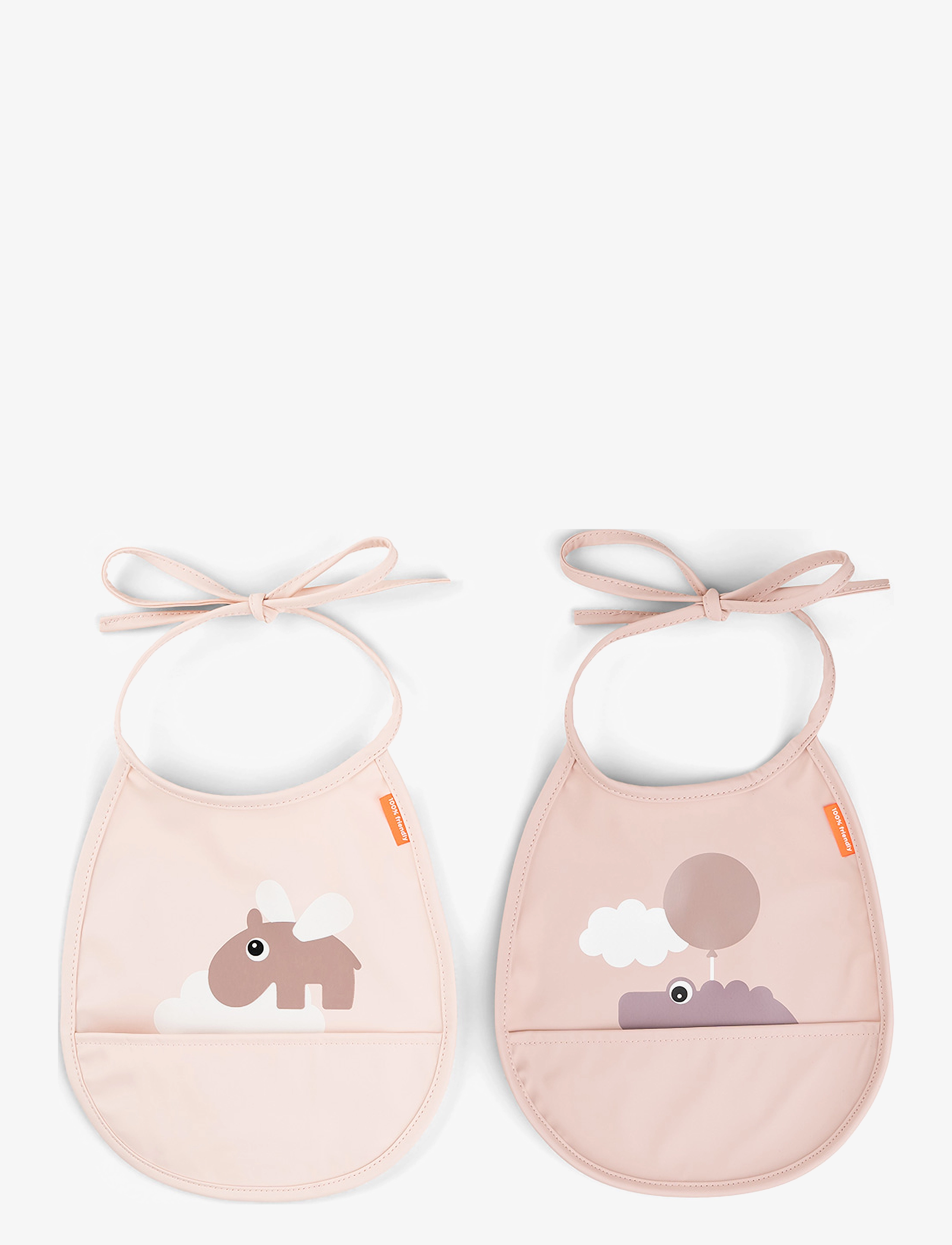 Done by Deer Tiny Pocket Bib 2-Pack Happy Clouds Powder, One Size, Bibs, Rosa - Sleeveless Kinder
