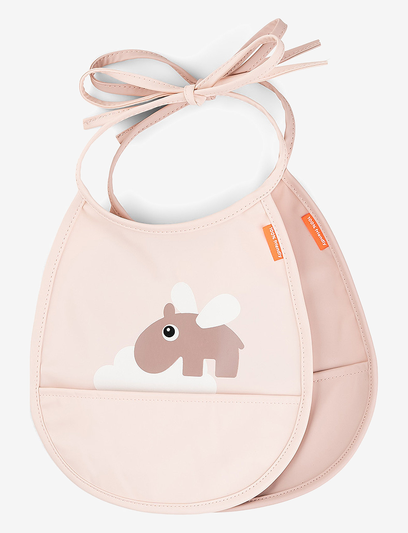 Done by Deer - Tiny pocket bib 2-pack Happy clouds Powder - hagesmække uden ærmer - powder - 1