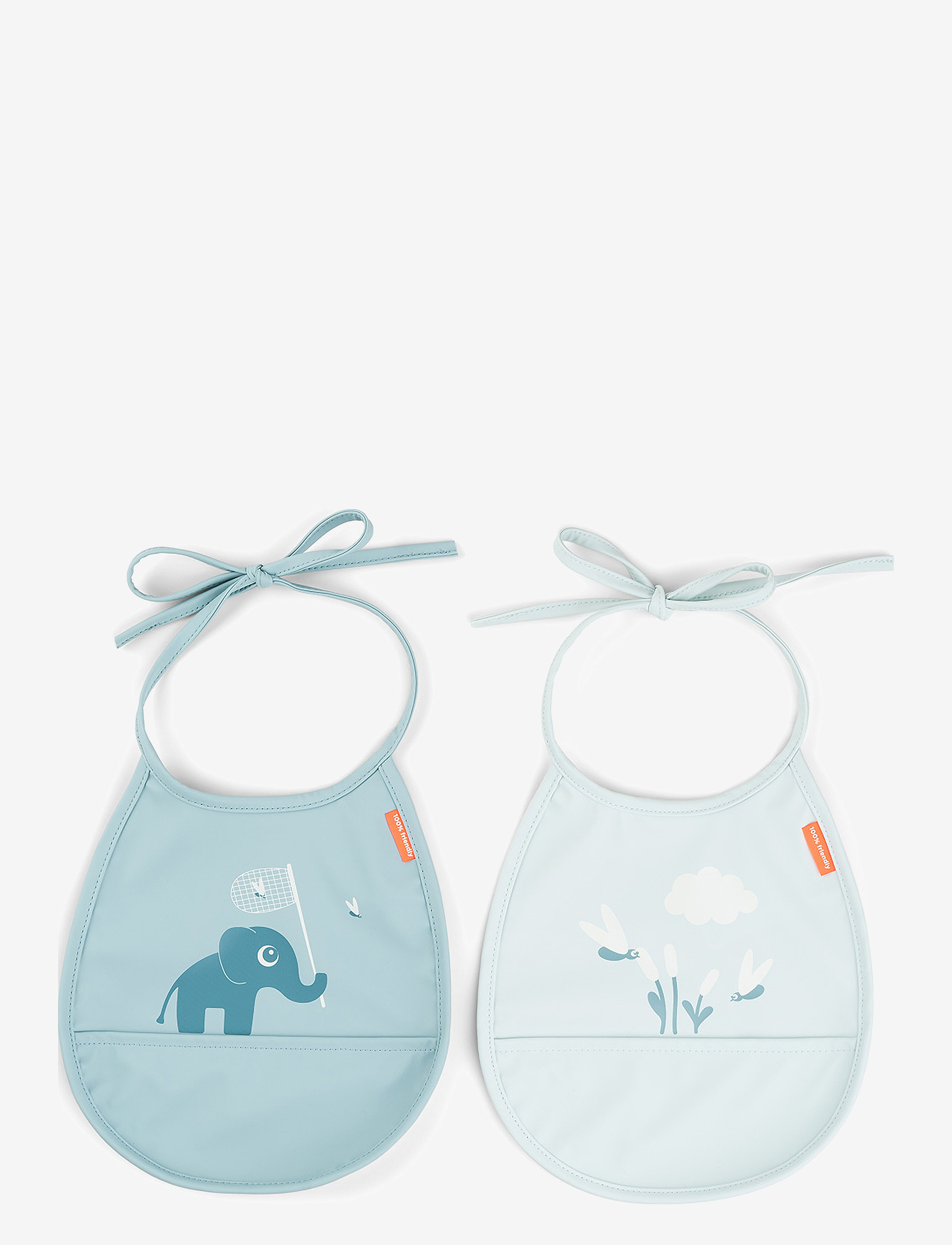 Done by Deer Tiny Pocket Bib 2-Pack Elphee Blue, One Size, Bibs, Blau - Sleeveless Kinder