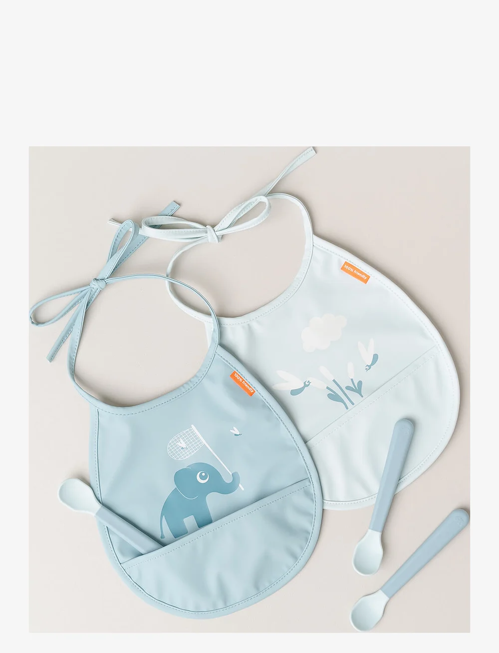 Done by Deer - Tiny pocket bib 2-pack Elphee Blue - varrukateta pudipõlled - blue - 4