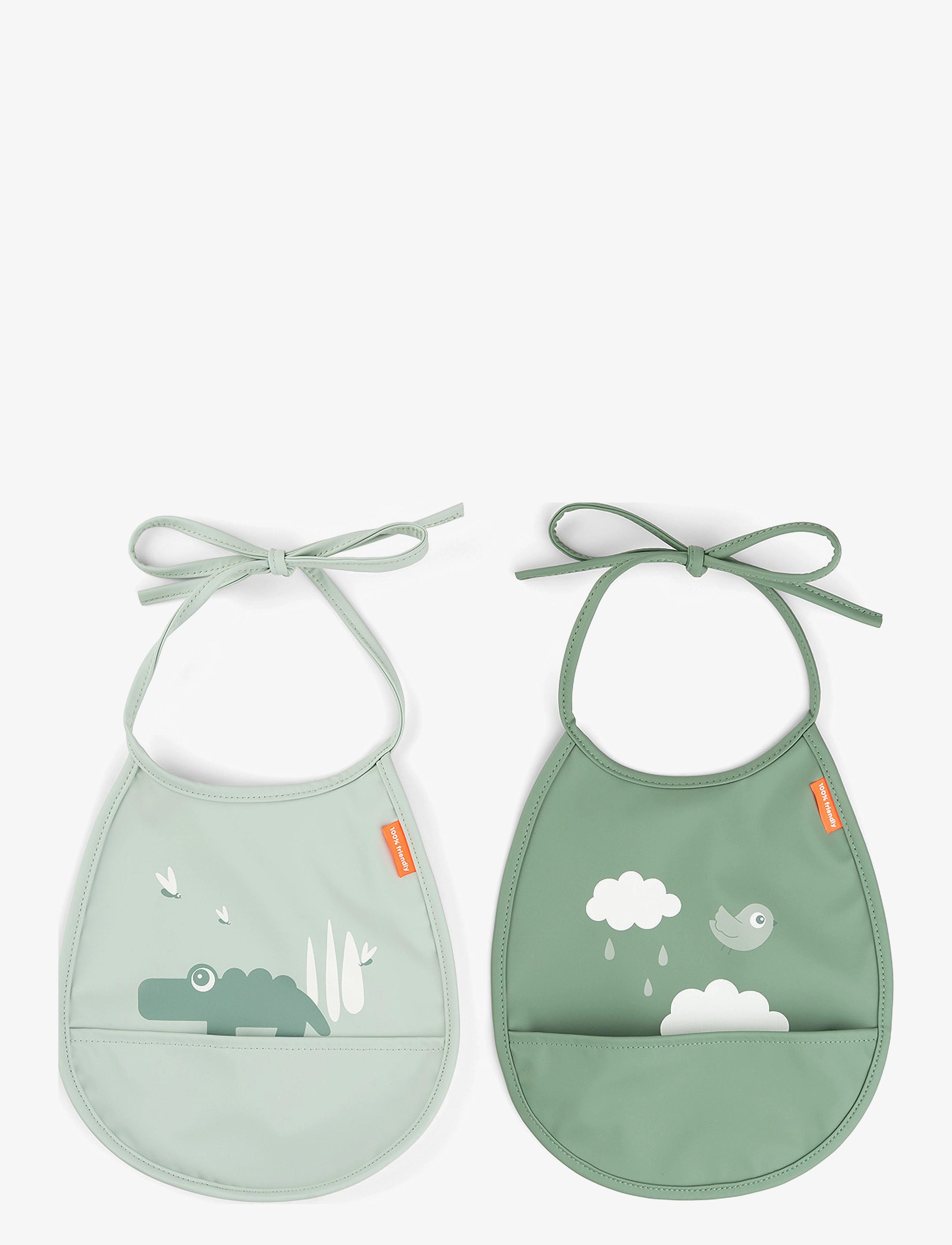 Done by Deer Tiny Pocket Bib 2-Pack Croco Green, One Size, Bibs, Grün - Sleeveless Kinder
