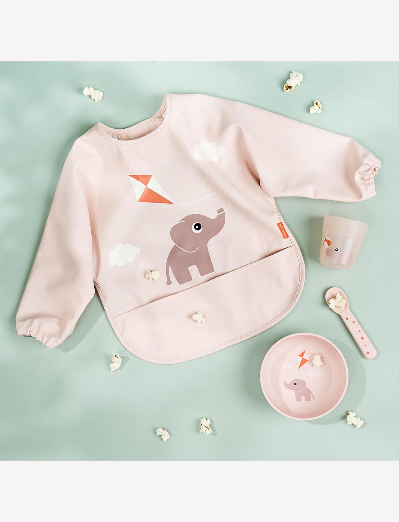 Done by Deer - Sleeved pocket bib Playground Powder - ilgų rankovių seilinukai - powder - 5