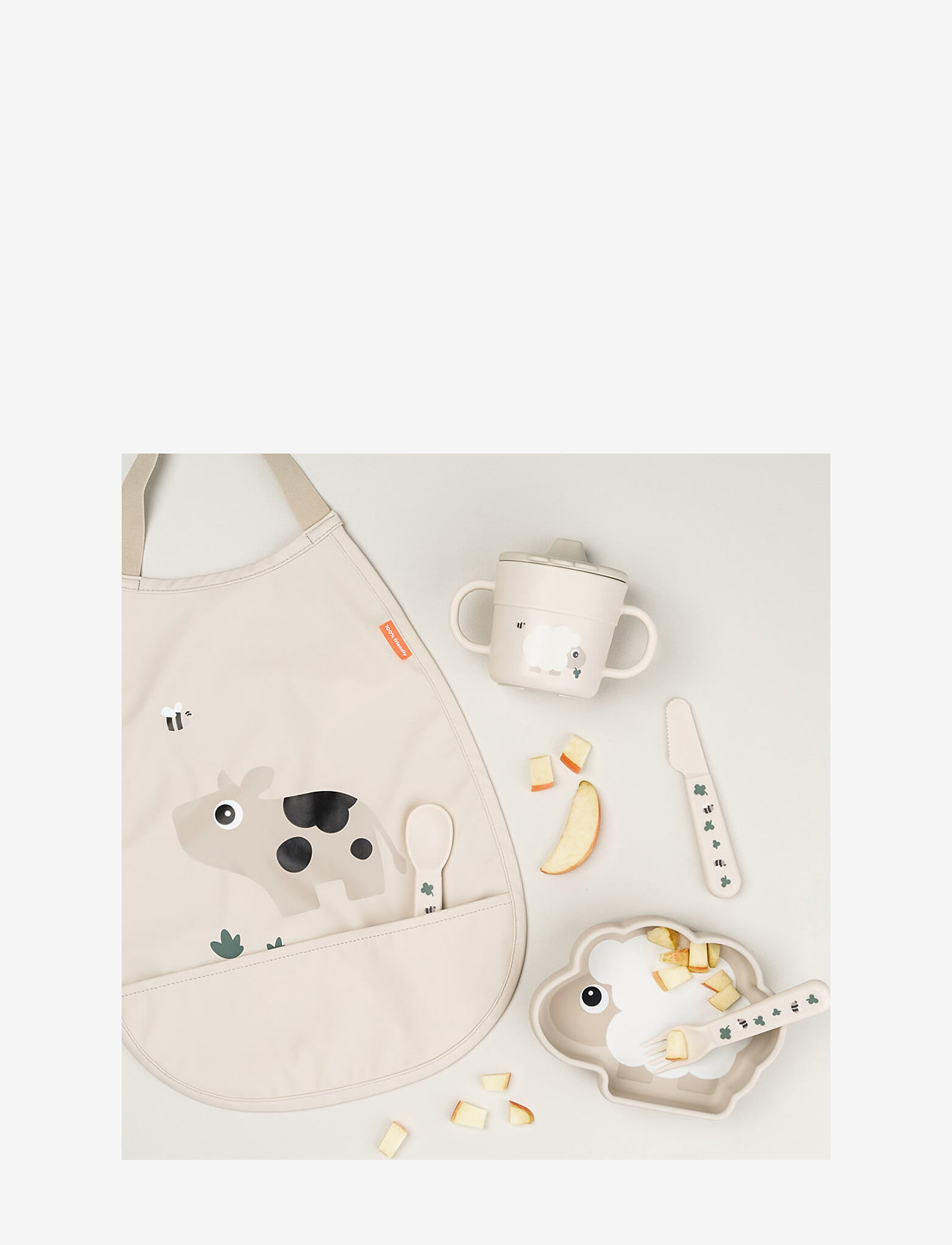 Done by Deer - Pull-over bib Tiny farm Sand - sleeveless bibs - sand - 2