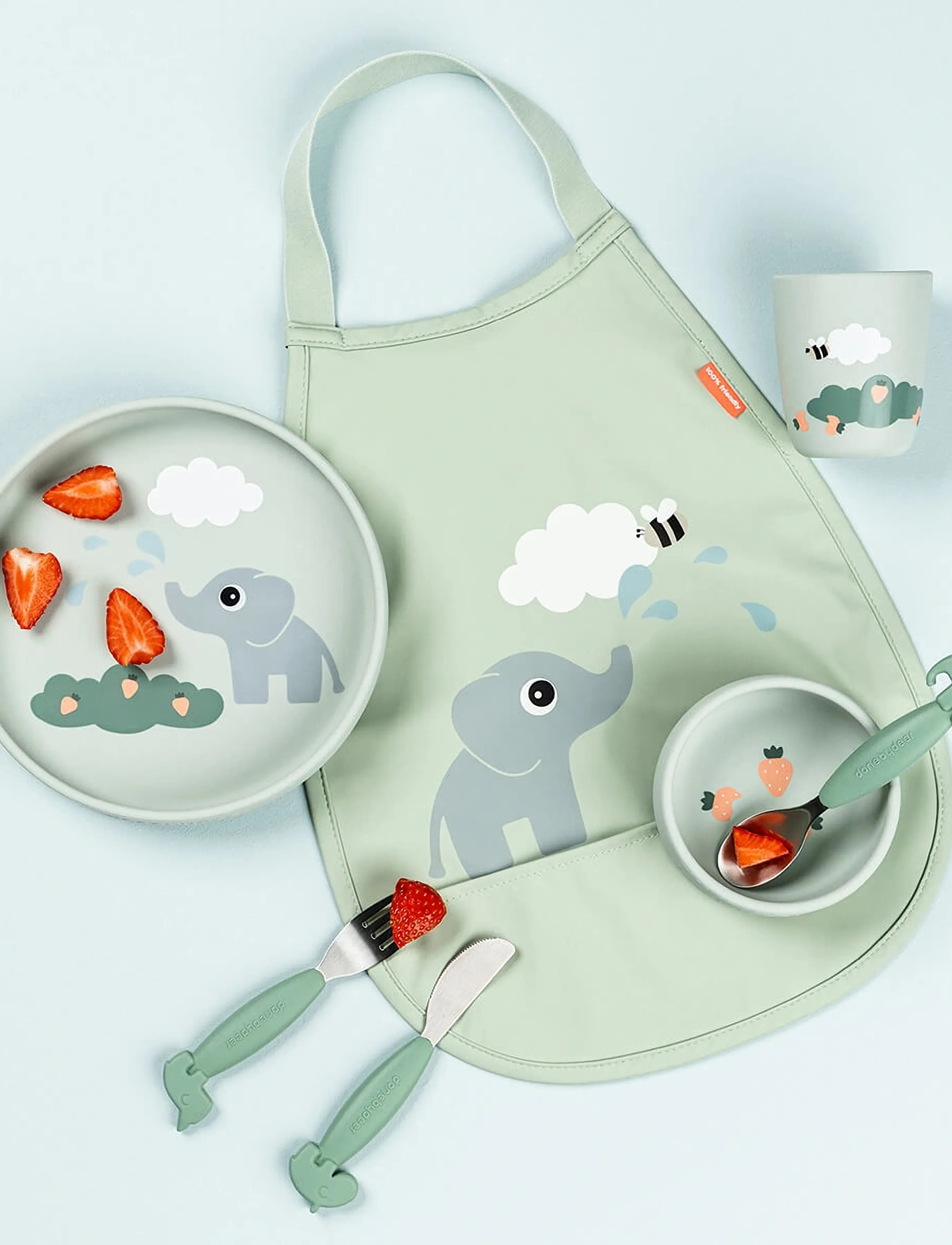 Done by Deer Pull-Over Bib Elphee Green, 35X 26.5 cm, Bibs, Grün - Sleeveless Kinder