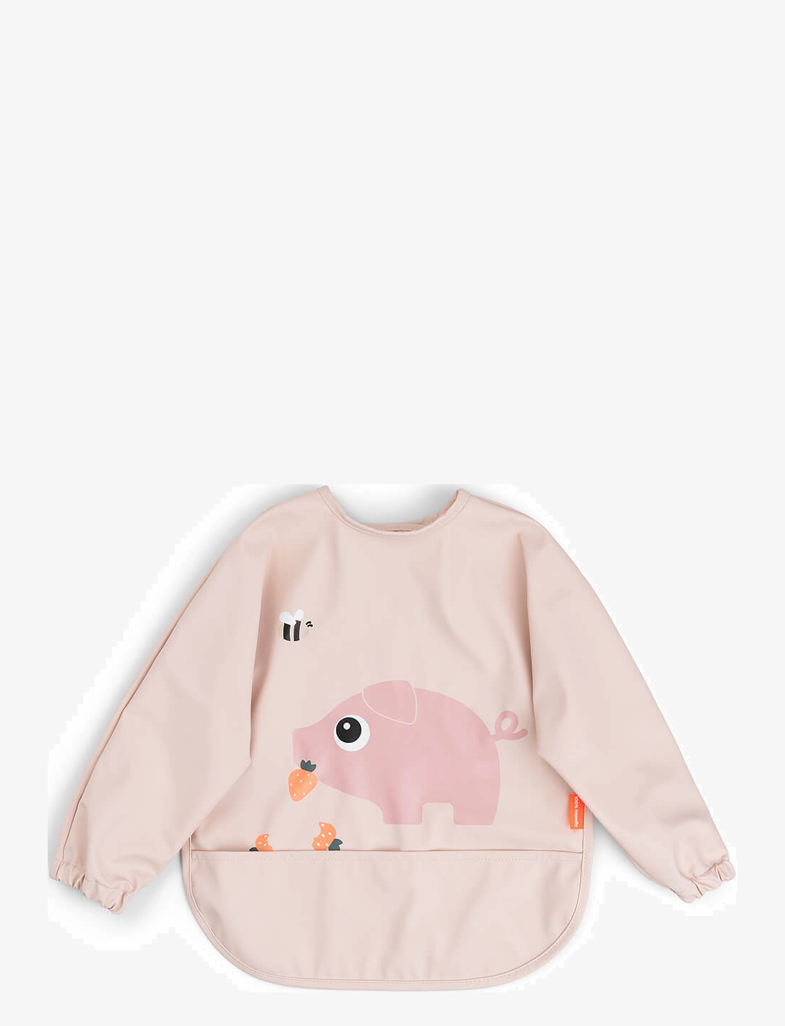 Done by Deer Sleeved Pocket Bib Tiny Farm Powder, LENGTH FRONT:34 cm.SLEEVE WIDTH:72 cm, Bibs, Rosa - Long Sleeve Bib, Kinder