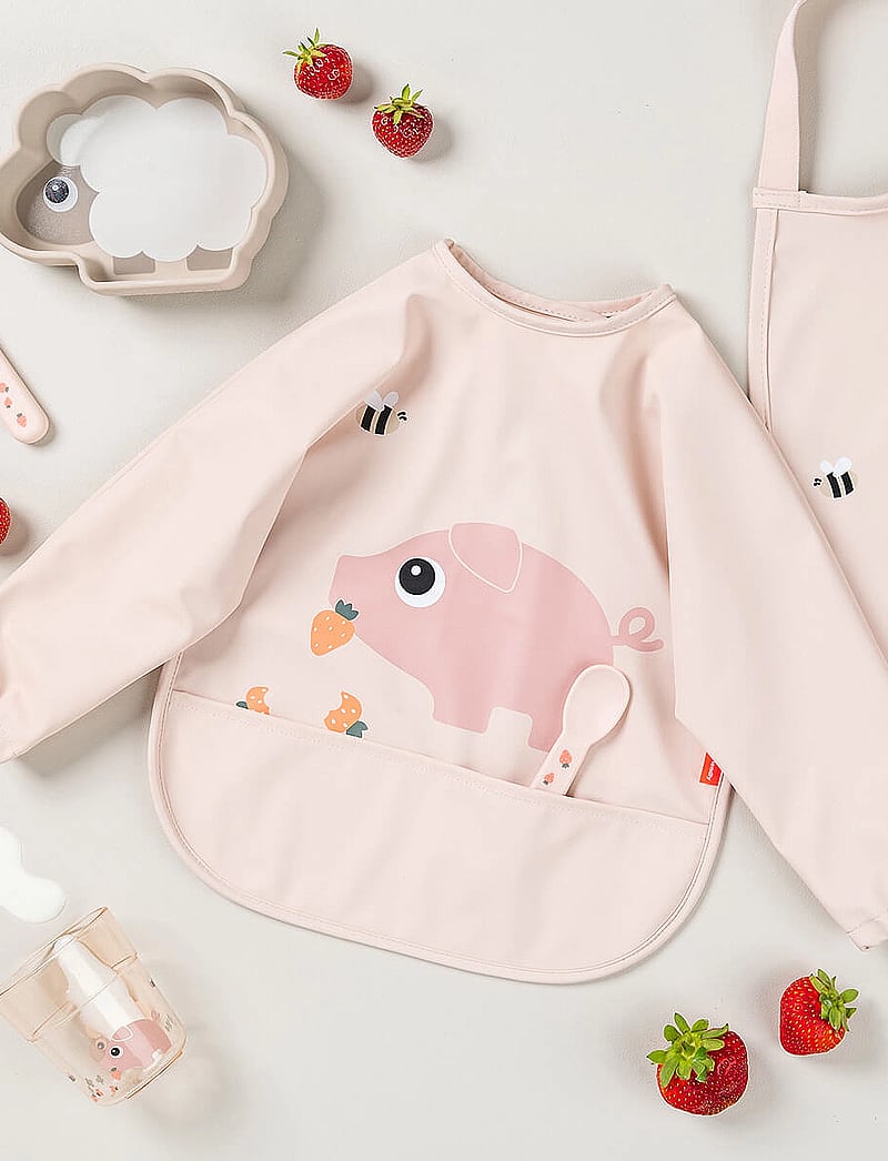 Done by Deer - Sleeved pocket bib Tiny farm Powder - langarmlätzchen - powder - 3