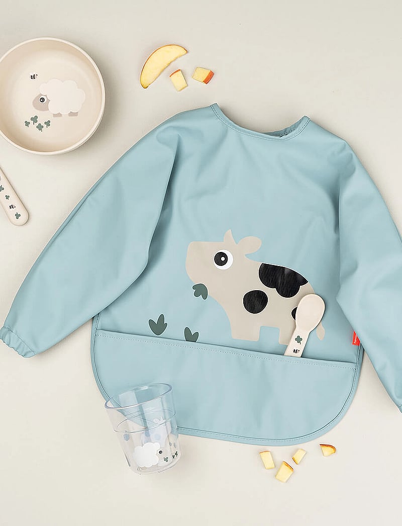 Done by Deer - Sleeved pocket bib Tiny farm Blue - langarmlätzchen - blue - 3