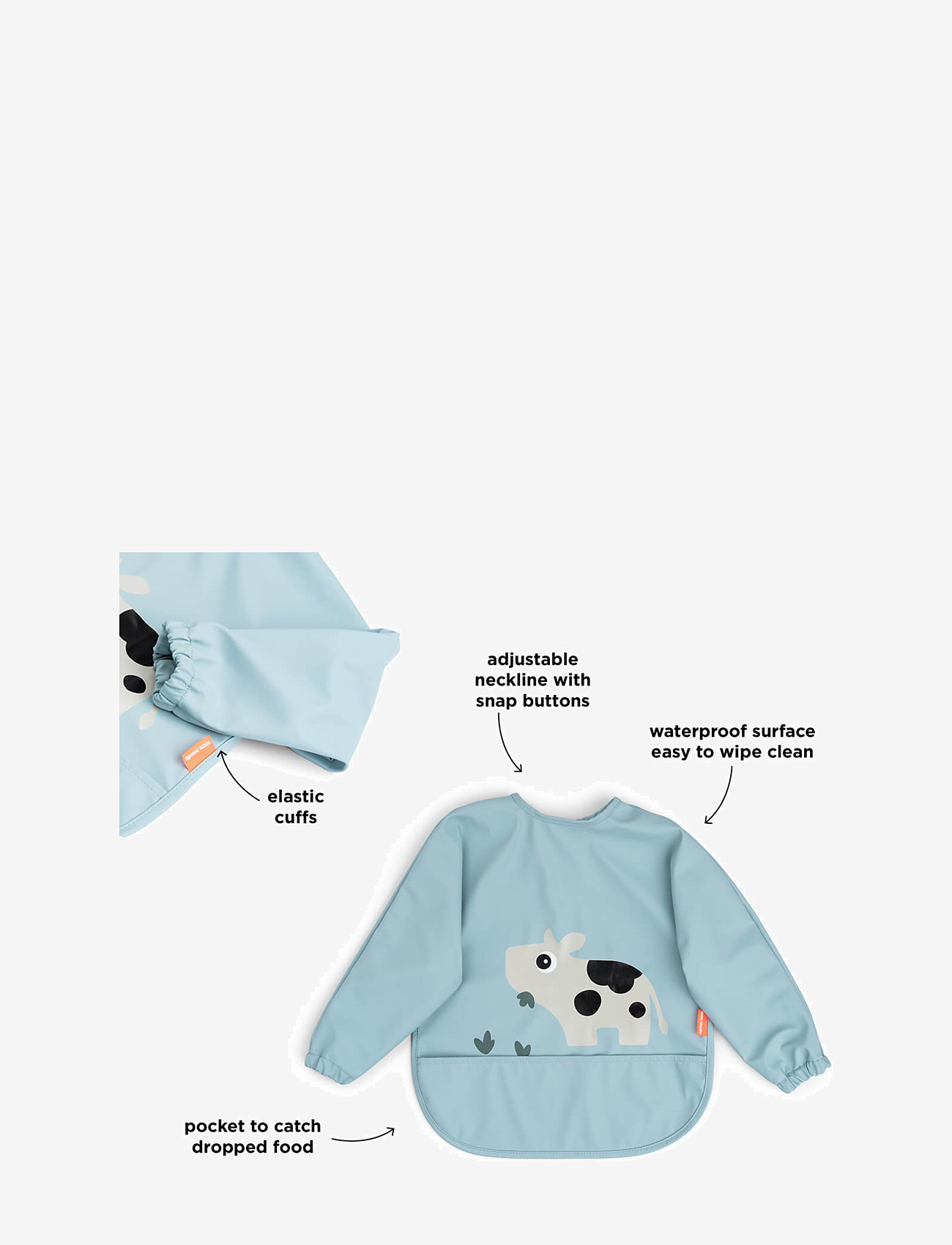 Done by Deer - Sleeved pocket bib Tiny farm Blue - langarmlätzchen - blue - 2