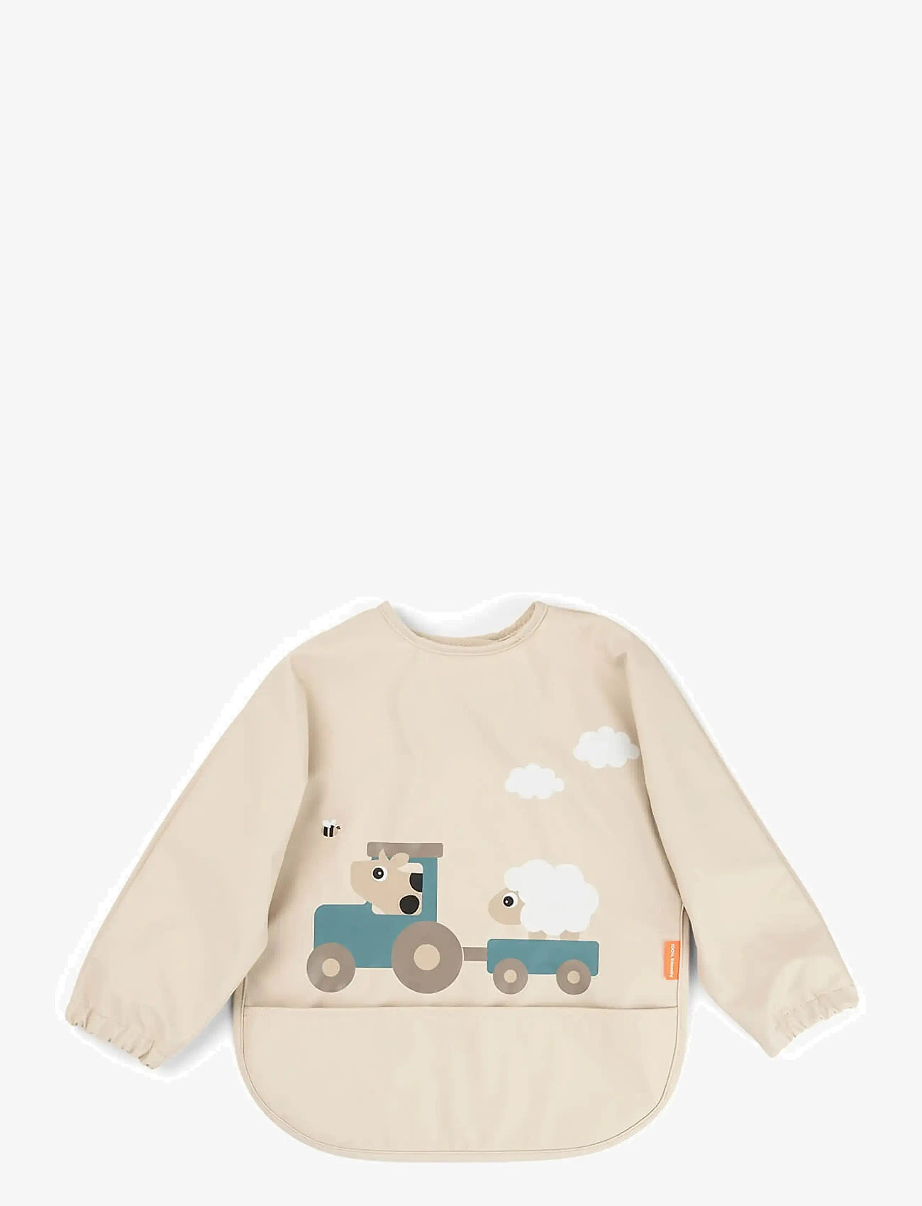 Done by Deer - Sleeved pocket bib Tiny farm Sand - langerma smekkbuxur - sand - 1