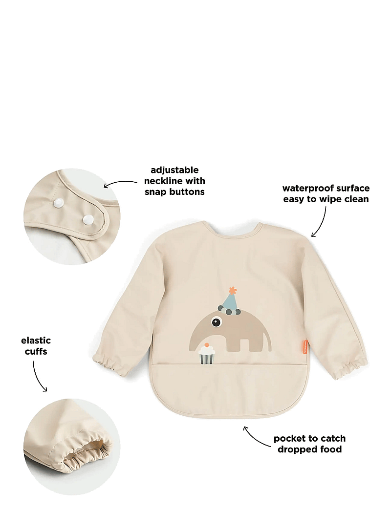 Done by Deer - Sleeved pocket bib Celebration Sand - langarmlätzchen - sand - 2