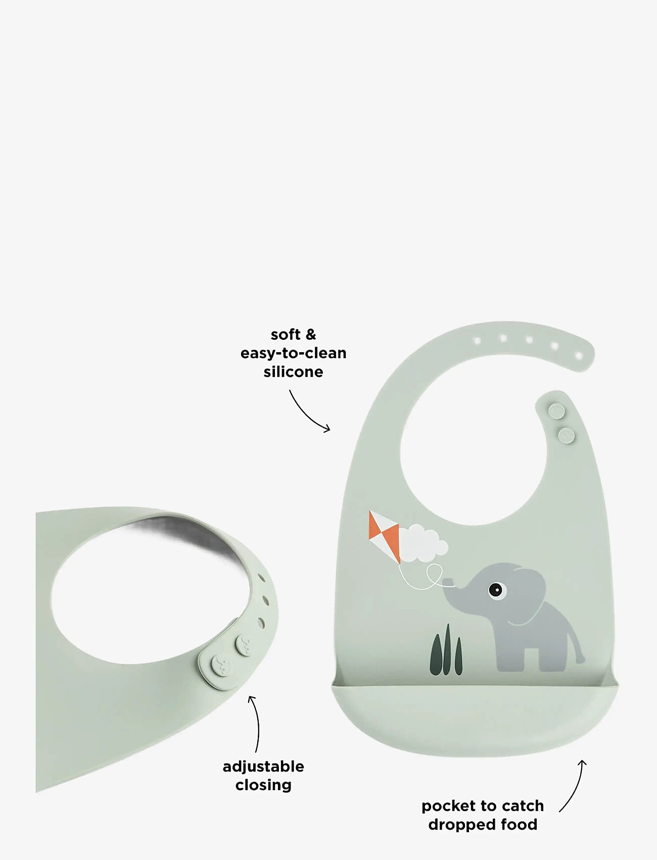 Done by Deer - Silicone bib Playground Green - sleeveless bibs - green - 1