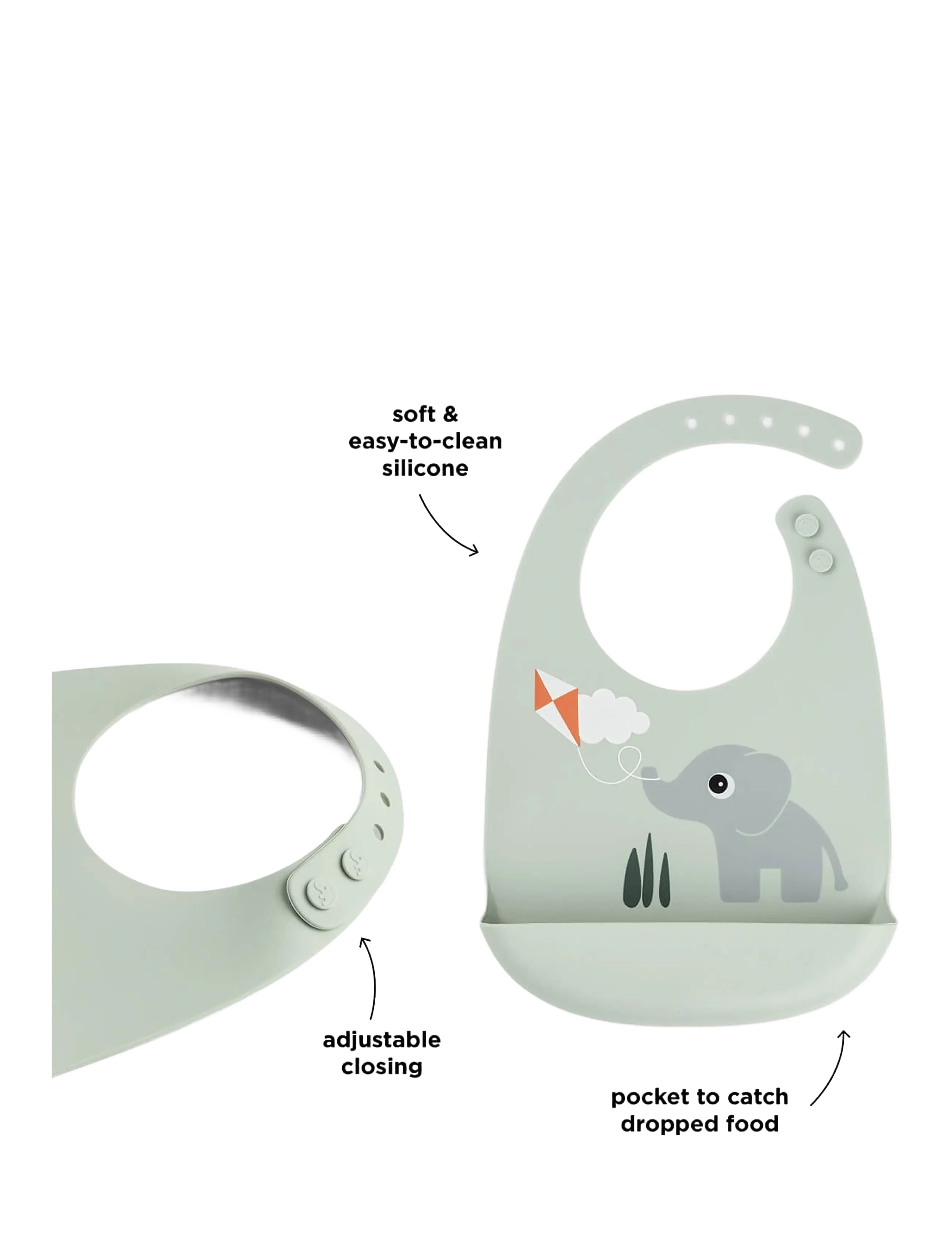 Done by Deer - Silicone bib Playground Green - sleeveless bibs - green - 1