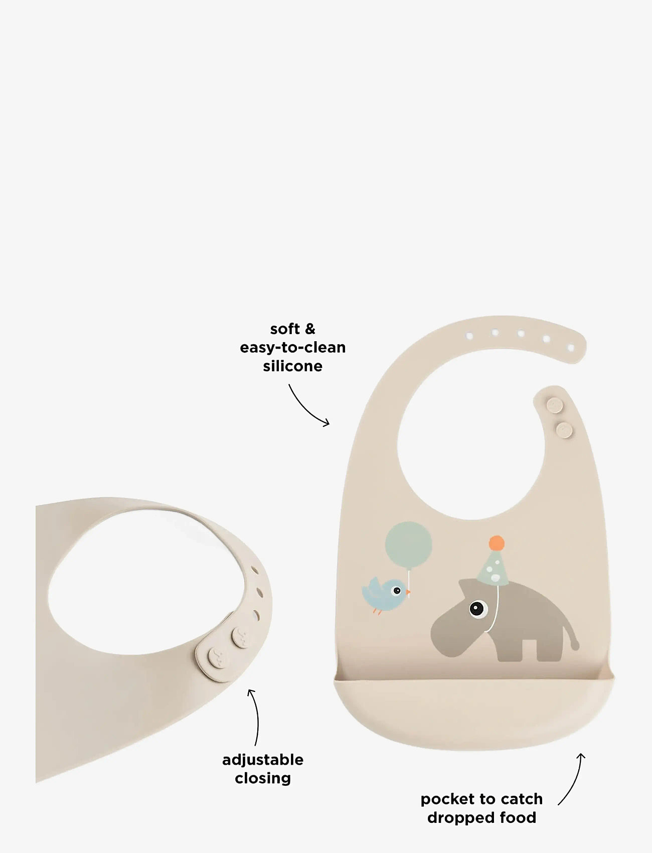 Done by Deer - Silicone bib Celebration Sand - Ärmellose lätzchen - sand - 1