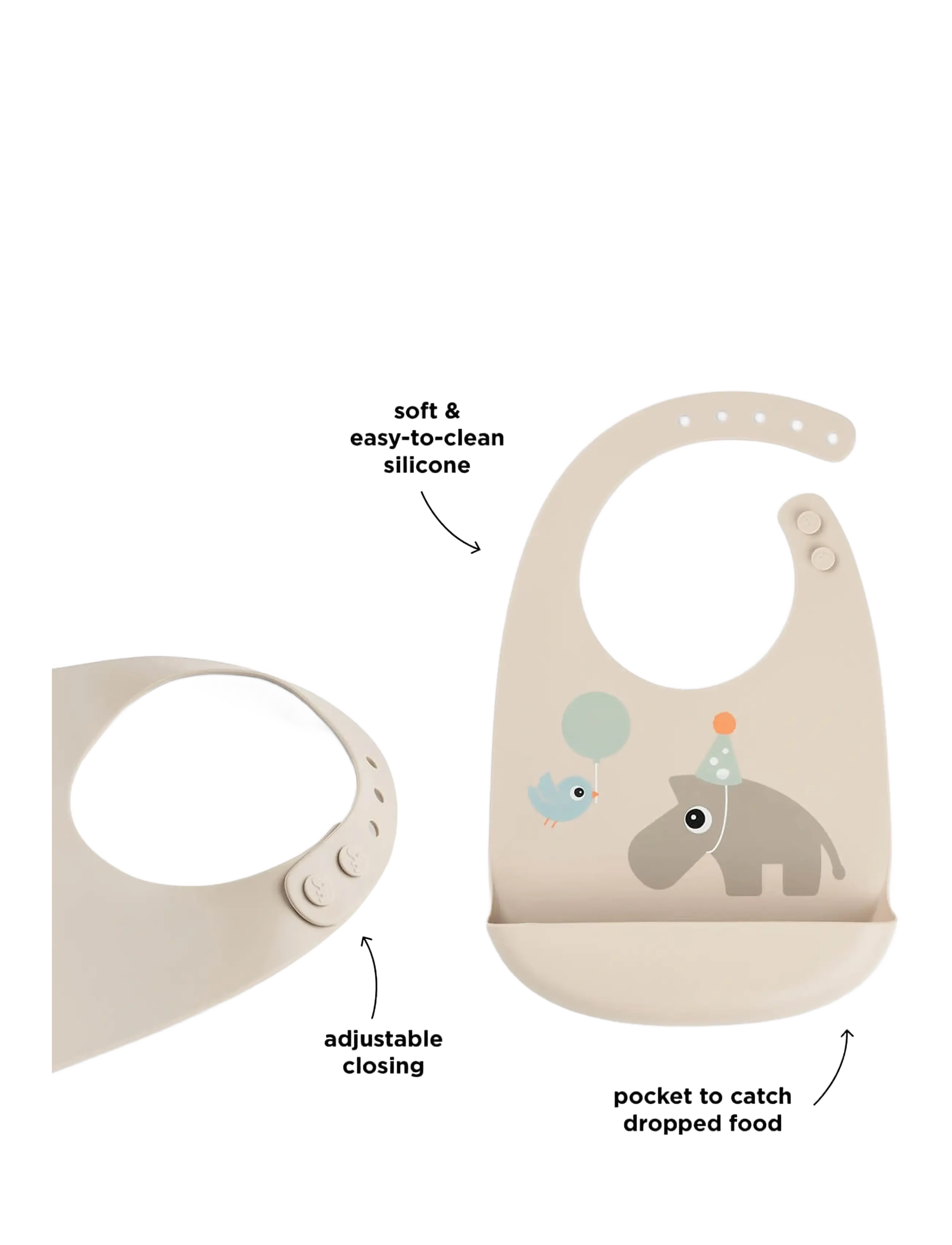 Done by Deer - Silicone bib Celebration Sand - Śliniaki bez rękawów - sand - 1