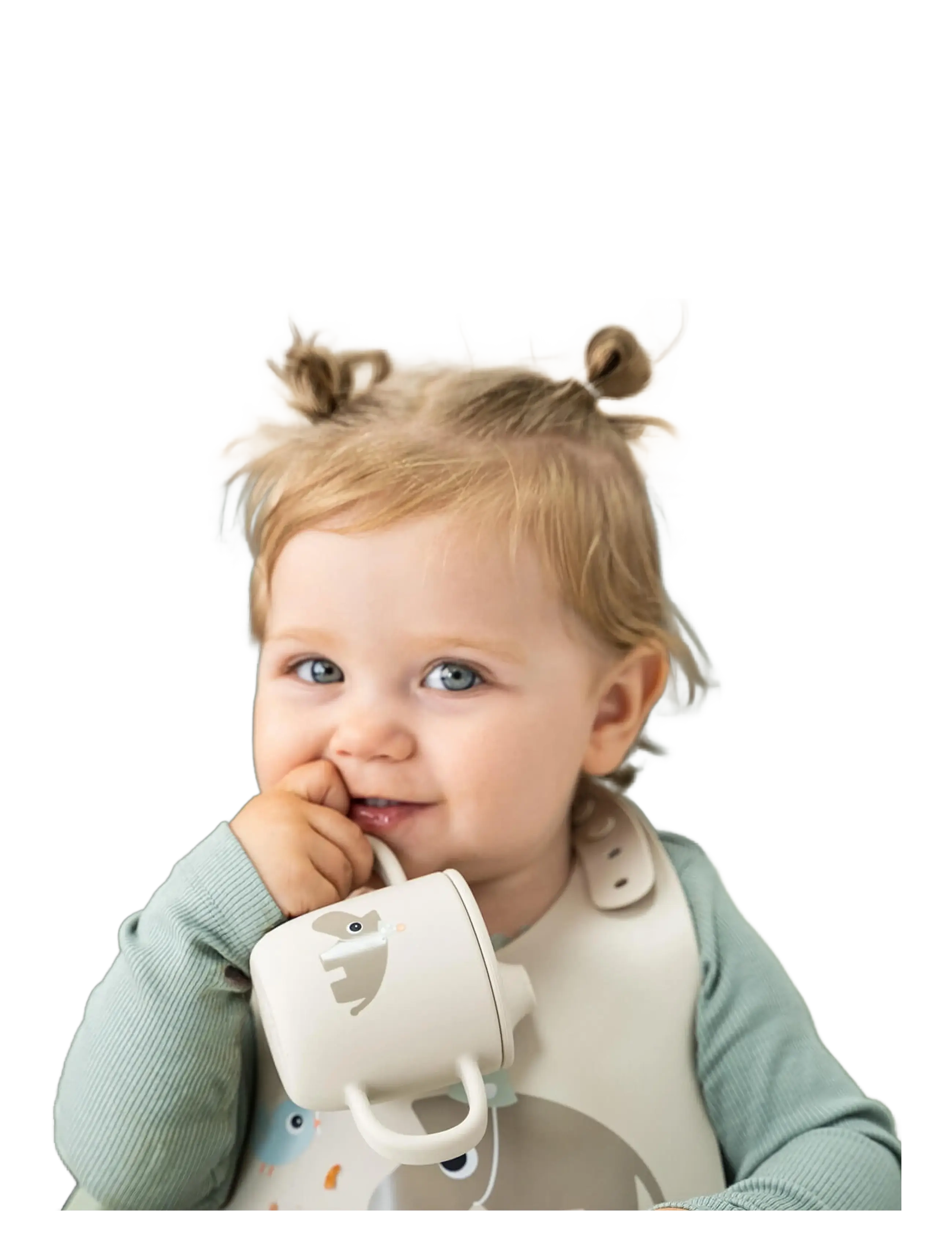 Done by Deer - Silicone bib Celebration Sand - Śliniaki bez rękawów - sand - 2