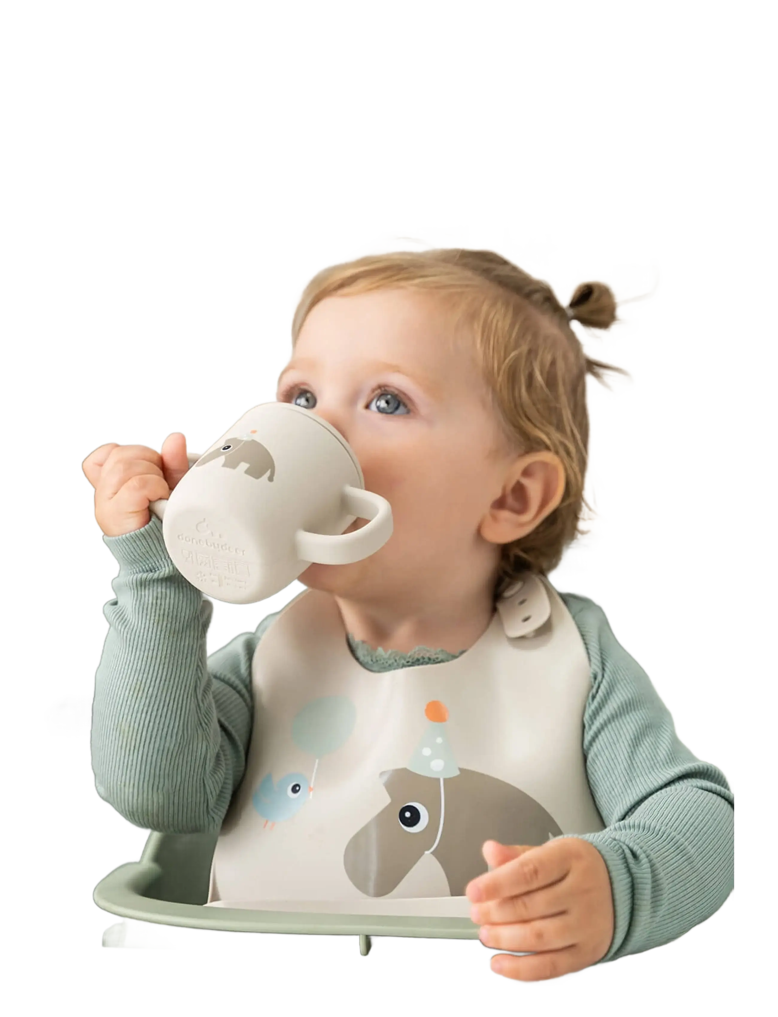 Done by Deer - Silicone bib Celebration Sand - Śliniaki bez rękawów - sand - 3