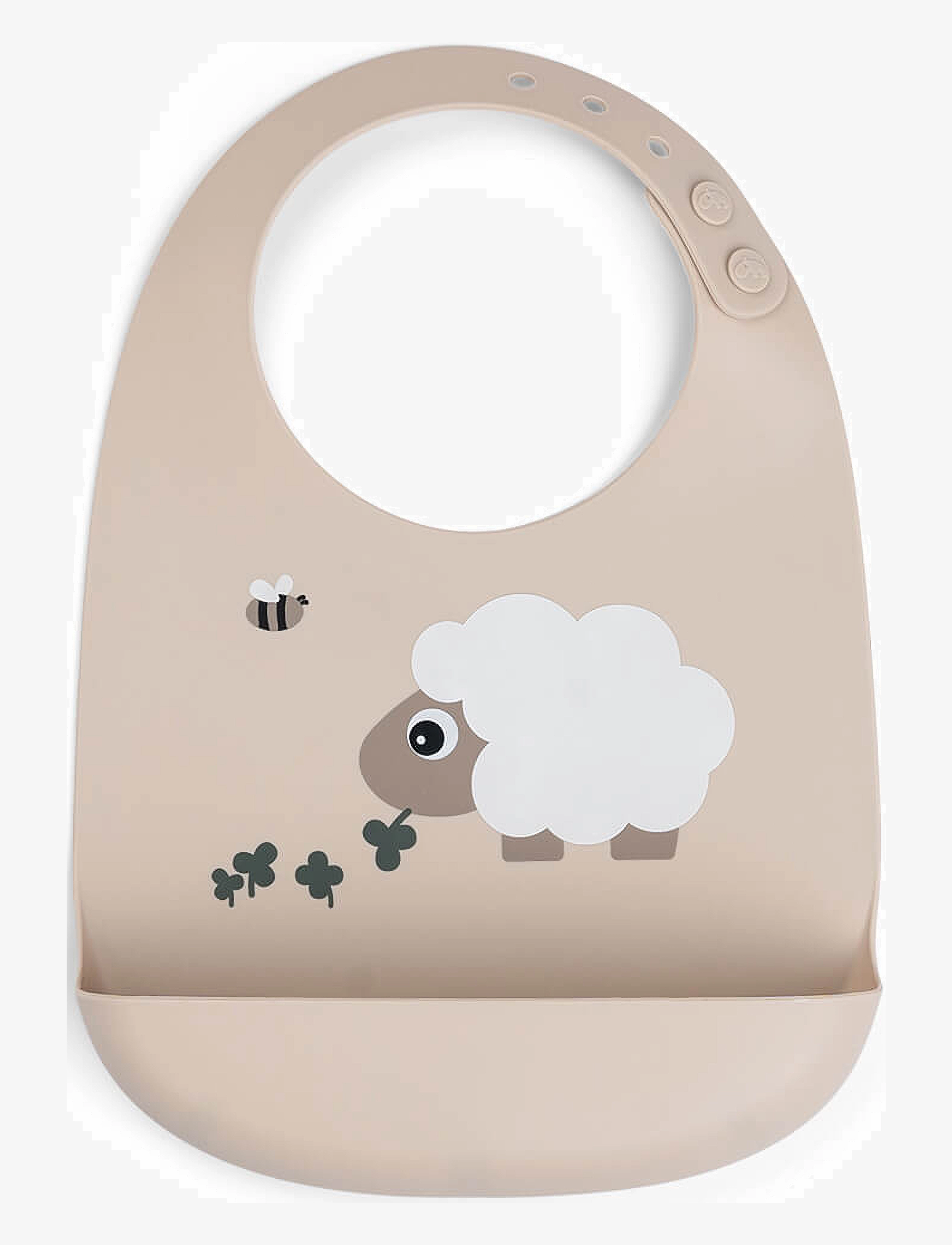 Done by Deer Silicone Bib Sheepy Sand, 27X 19X 4 cm, Beige, Fodring Af Baby > Hagesmække, Børn