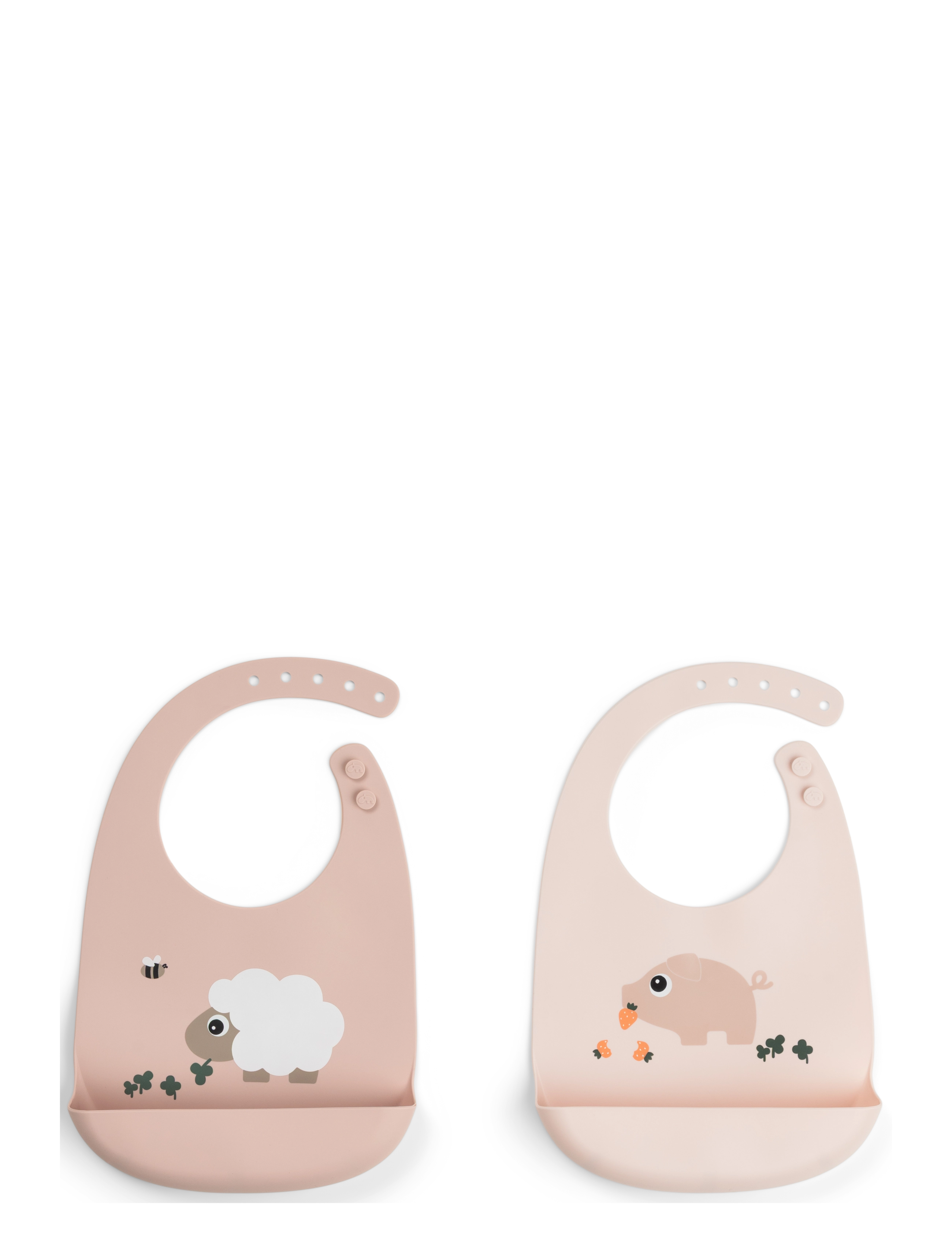 Done by Deer Silicone bib 2-pack Tiny farm Powder - Done by Deer - POWDER / pink/rose