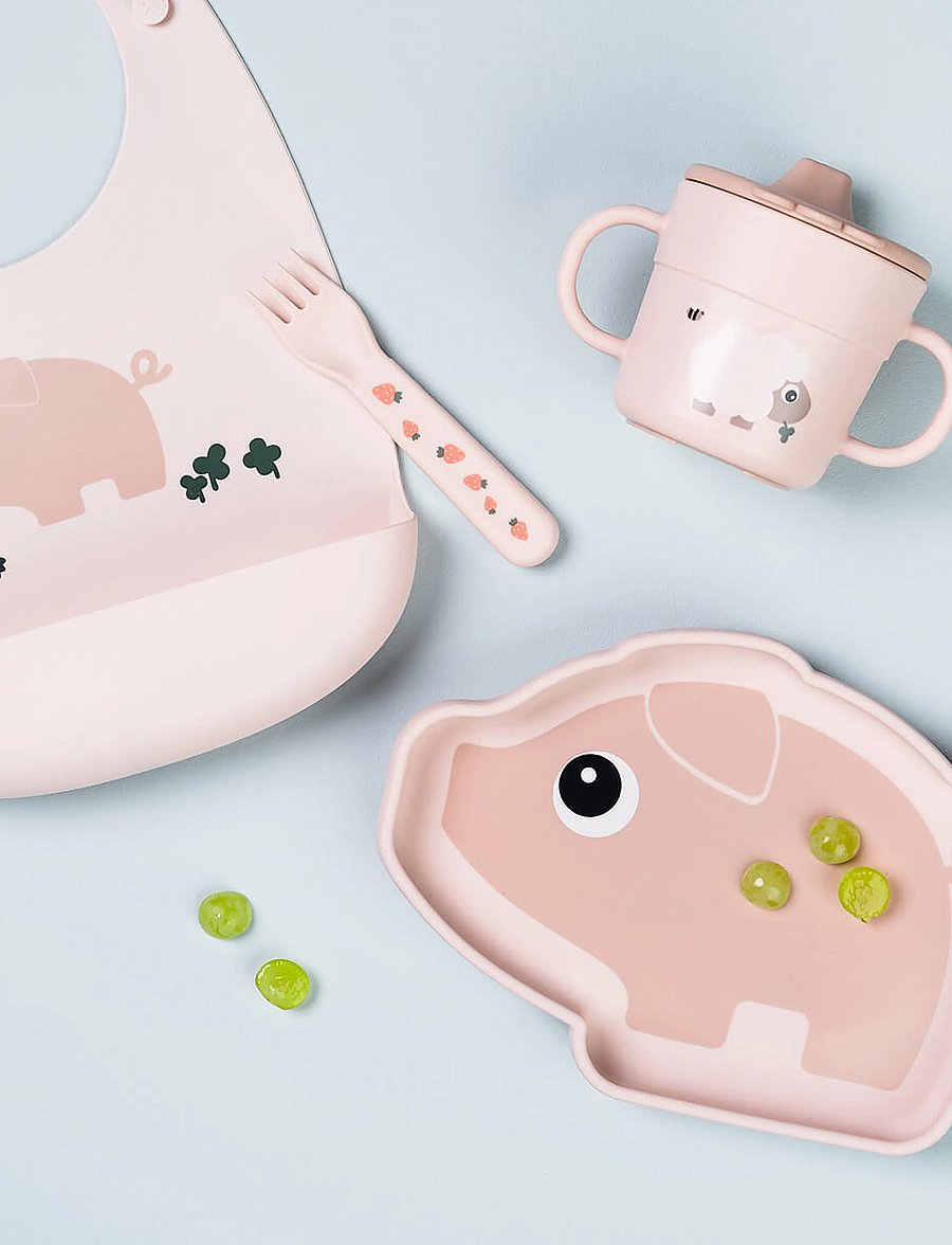 Done by Deer - Silicone bib 2-pack Tiny farm Powder - Ärmellose lätzchen - powder - 0
