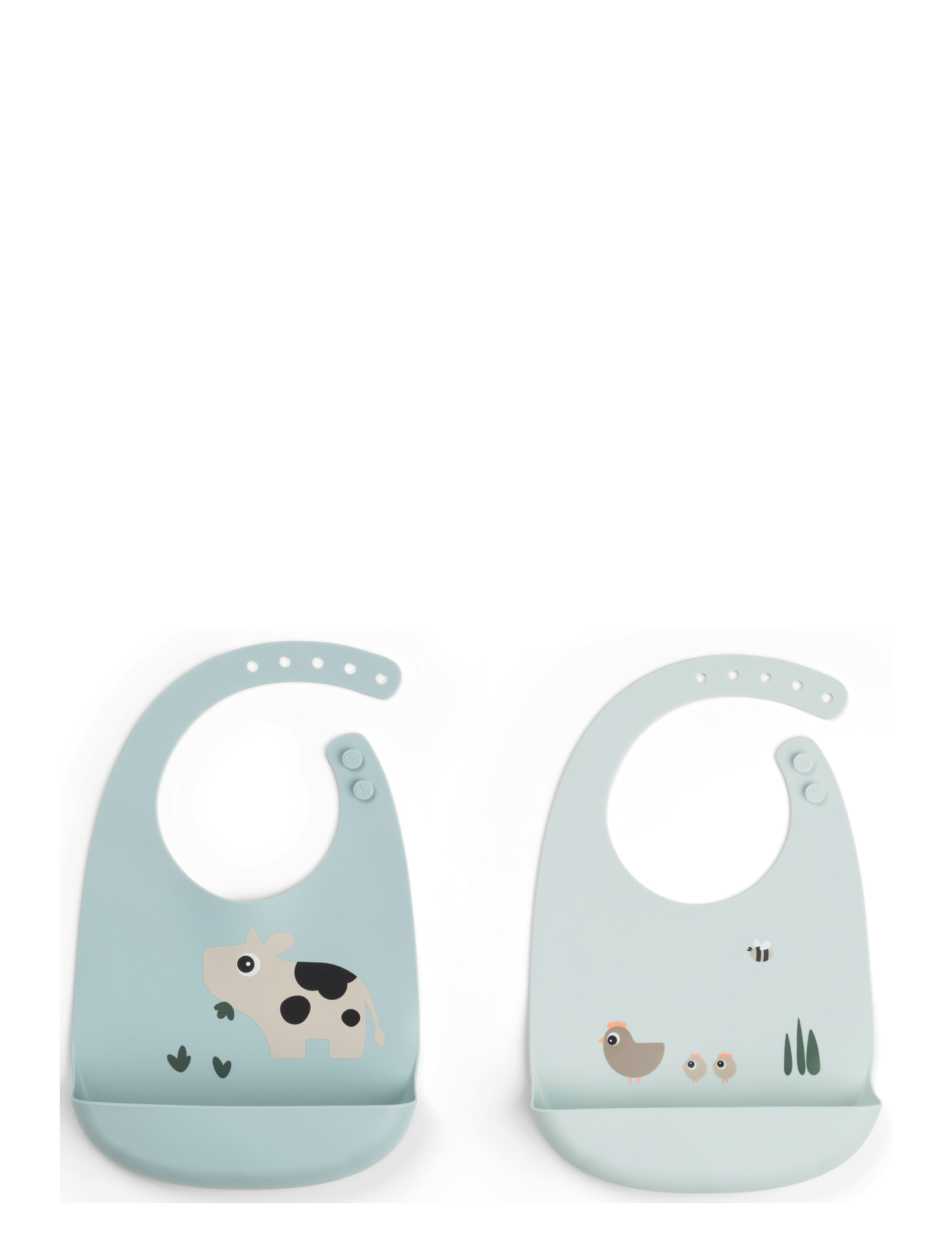 Done by Deer Silicone bib 2-pack Tiny farm Blue - Done by Deer - BLUE / blue