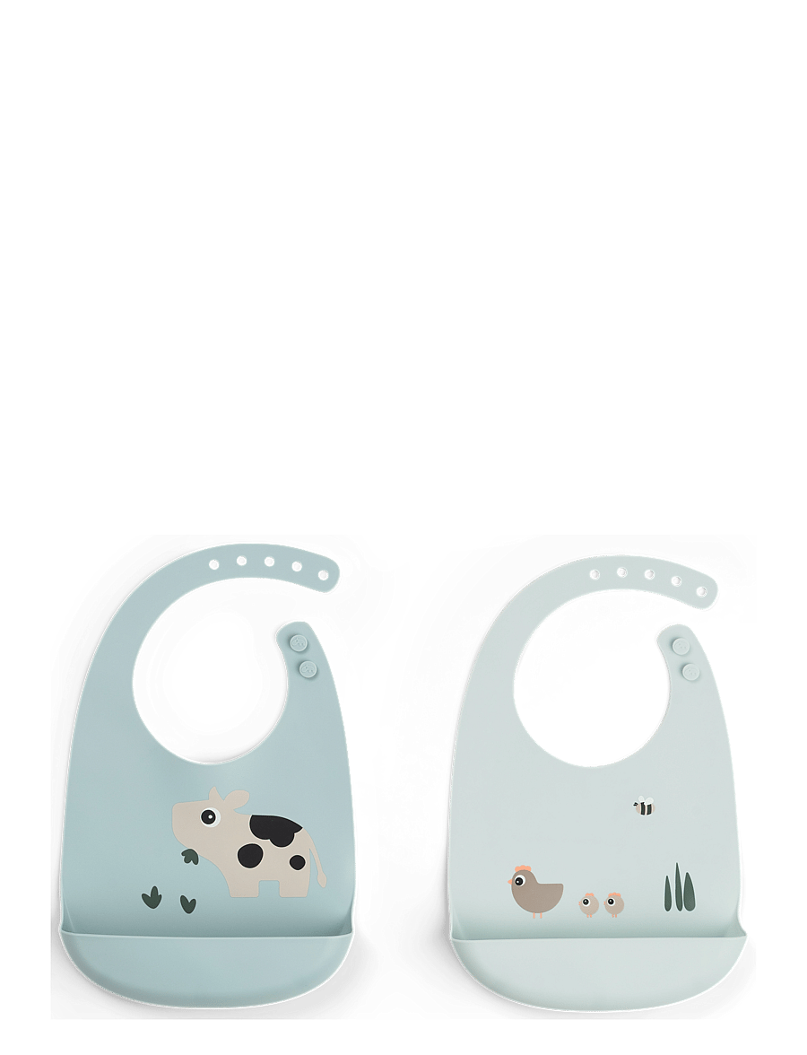 Done by Deer - Silicone bib 2-pack Tiny farm Blue - Ärmellose lätzchen - blue - 1