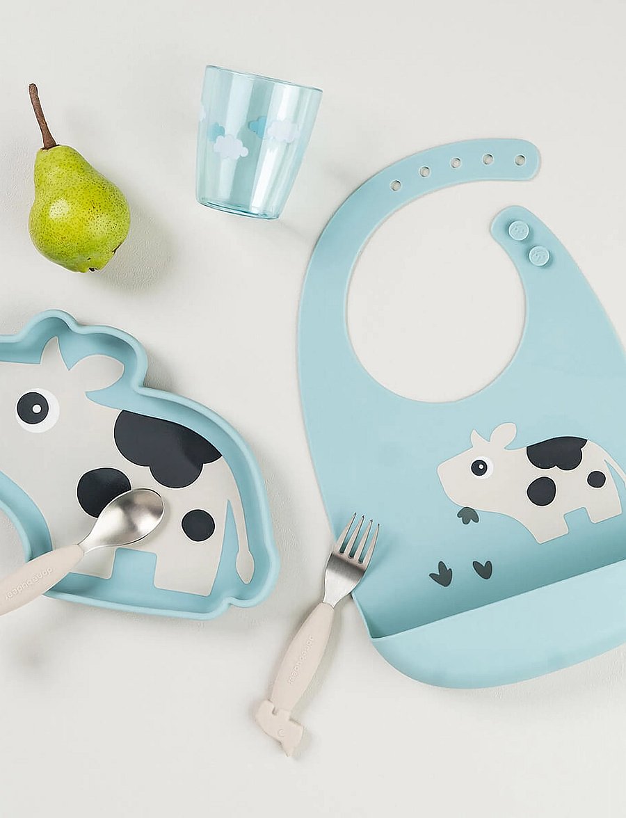 Done by Deer - Silicone bib 2-pack Tiny farm Blue - Ärmellose lätzchen - blue - 0