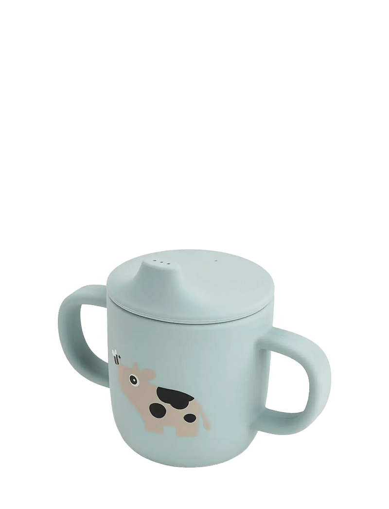 Done by Deer - Silicone spout cup 2-handle Tiny farm Blue - pipmuggar - blue - 1