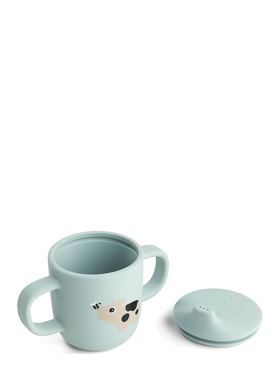 Done by Deer - Silicone spout cup 2-handle Tiny farm Blue - schnabeltassen - blue - 2