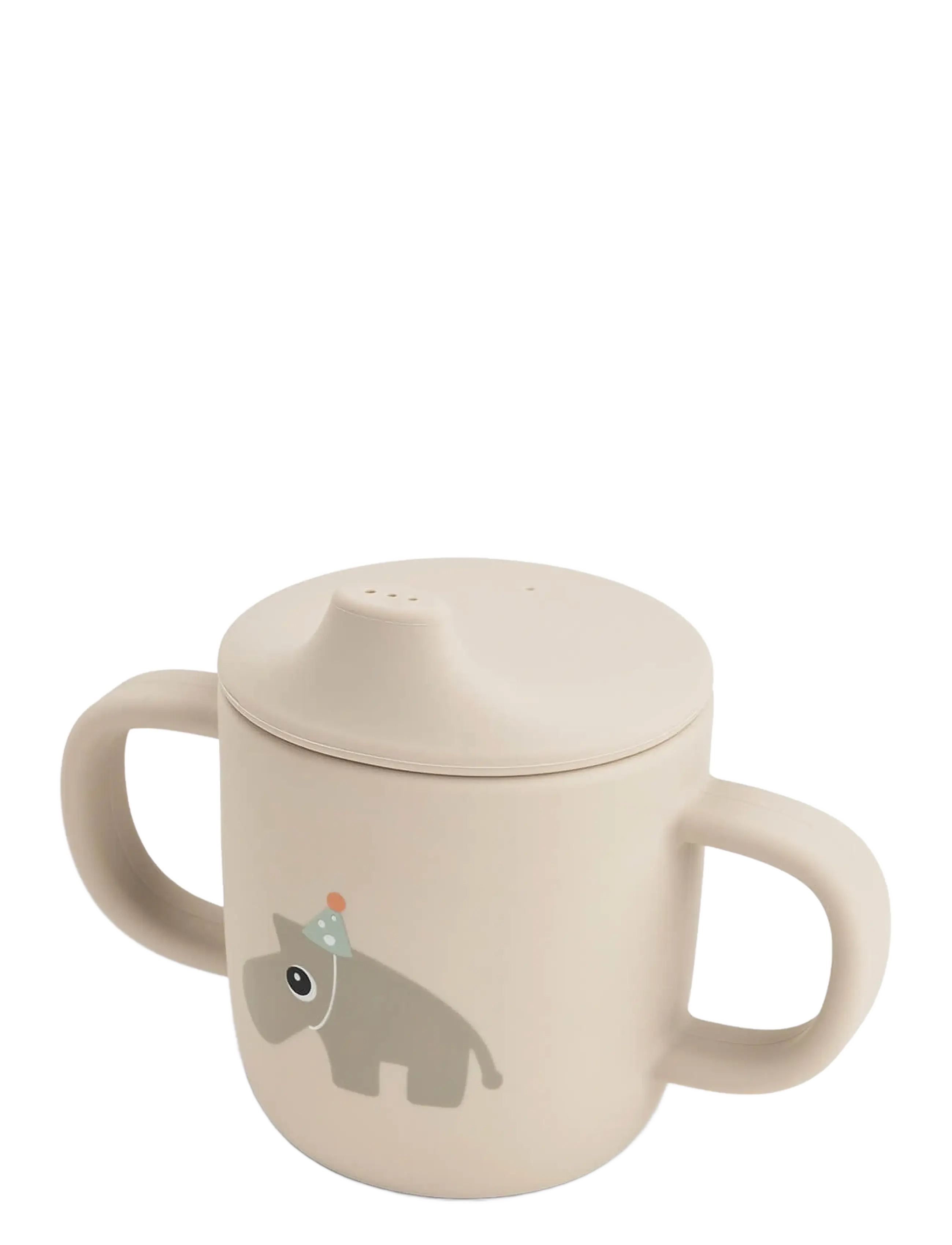 Done by Deer Silicone Spout Cup 2-Handle Celebration Sand, Ø 6.5X H 9 cm, Beige, Fodring Af Baby > Suttekopper, Børn
