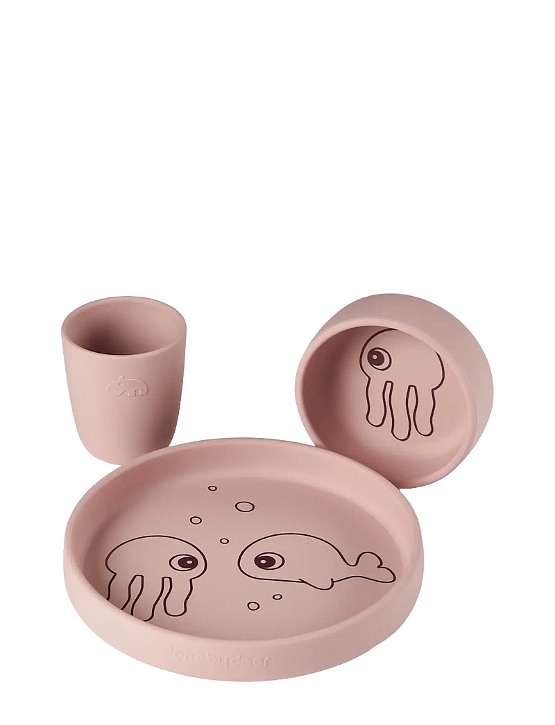 Done by Deer - Silicone dinner set Sea friends Powder - Õhtusöögikomplektid - powder - 1
