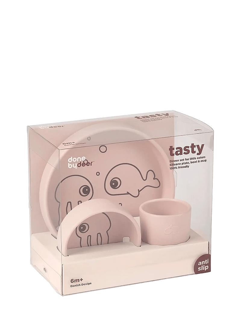 Done by Deer - Silicone dinner set Sea friends Powder - Õhtusöögikomplektid - powder - 2