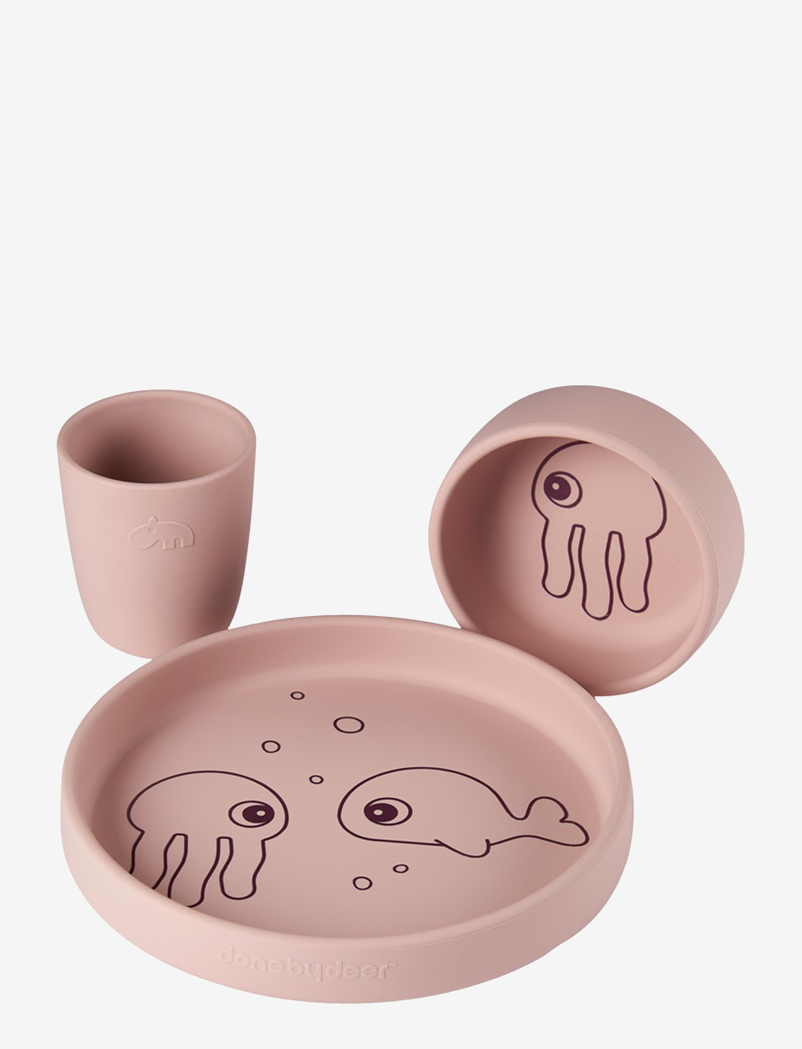 Done by Deer - Silicone dinner set Sea friends Powder - trauku komplekti - powder - 3