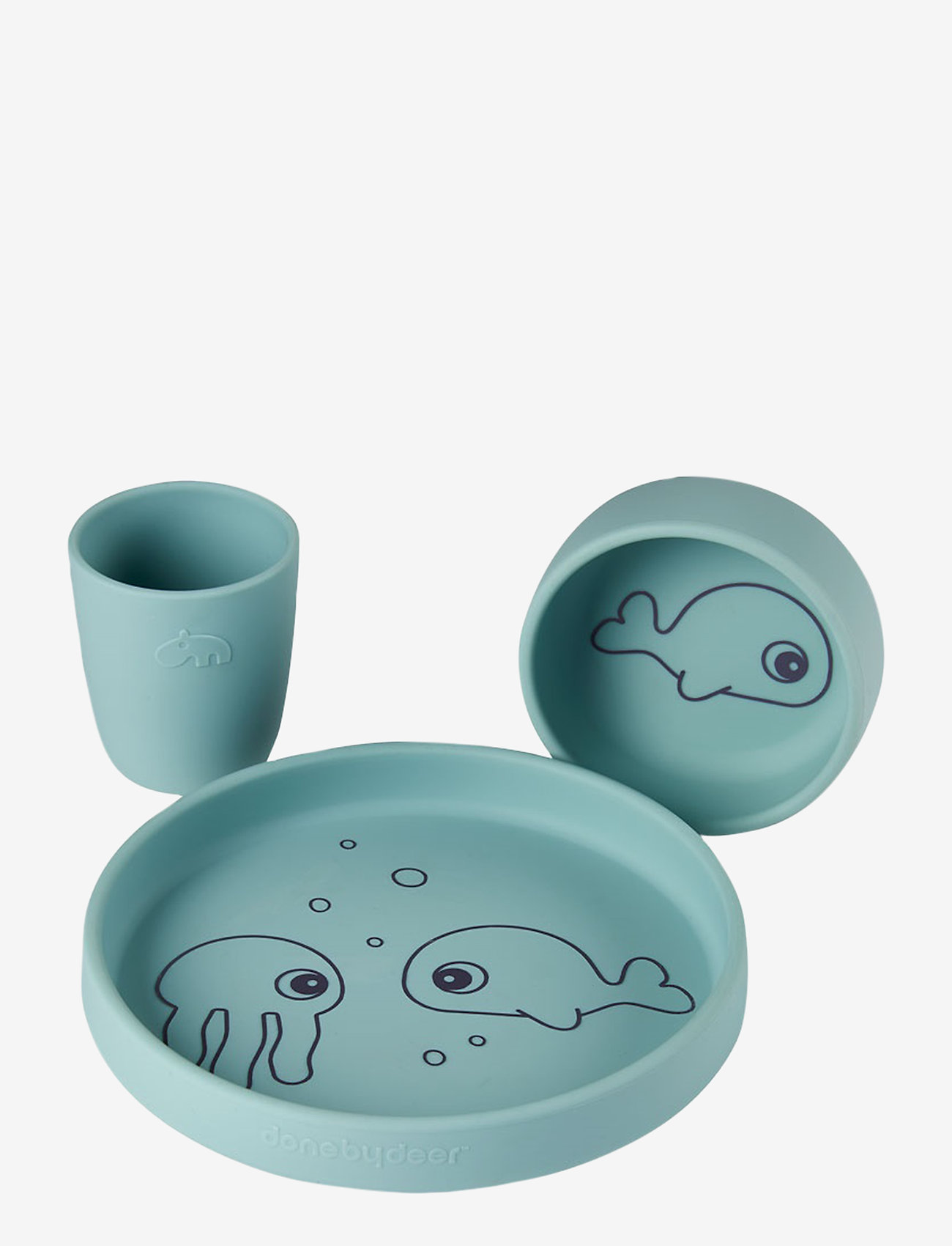 Done by Deer - Silicone dinner set Sea friends Blue - Õhtusöögikomplektid - blue - 2