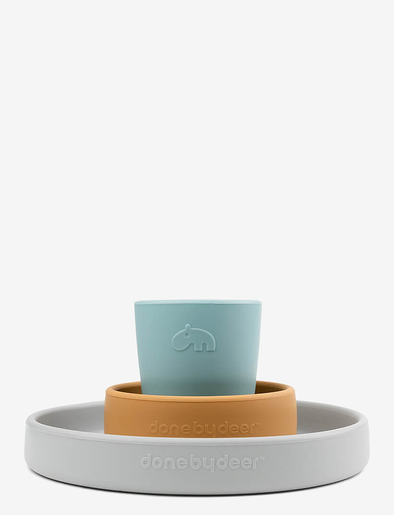 Done by Deer - Silicone dinner set Elphee Grey/Mustard/Blue - dinner sets - colour mix - 1