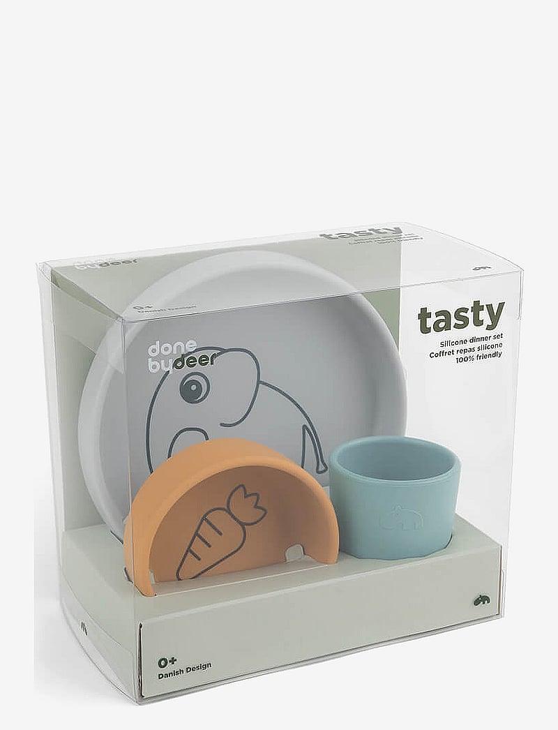 Done by Deer - Silicone dinner set Elphee Grey/Mustard/Blue - essgeschirr - colour mix - 2