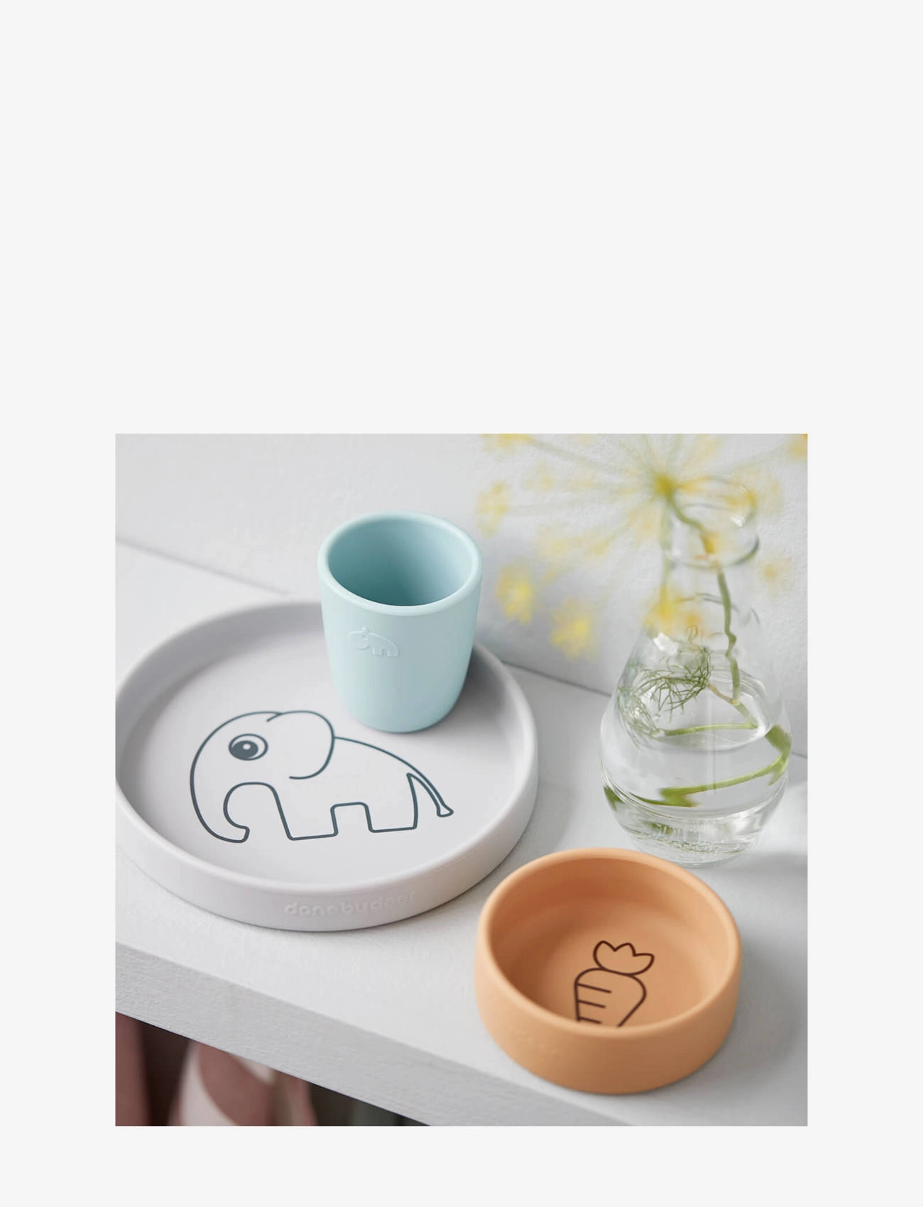 Done by Deer - Silicone dinner set Elphee Grey/Mustard/Blue - dinner sets - colour mix - 3