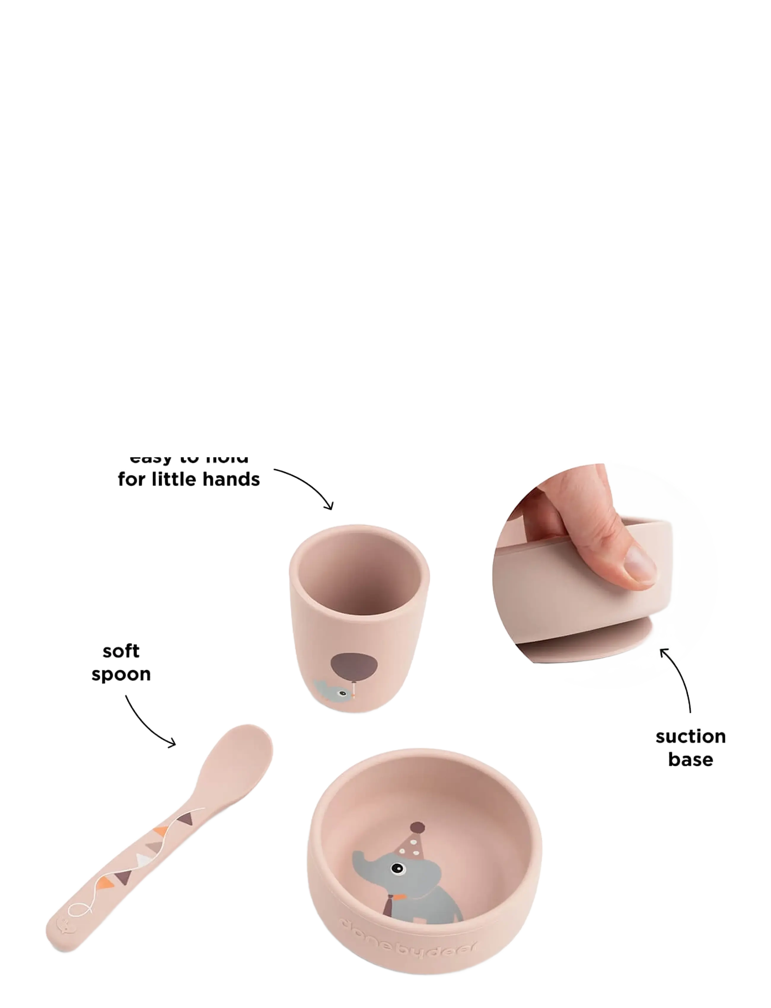 Done by Deer - Stick&Stay first meal set Celebration Powder - Õhtusöögikomplektid - powder - 1