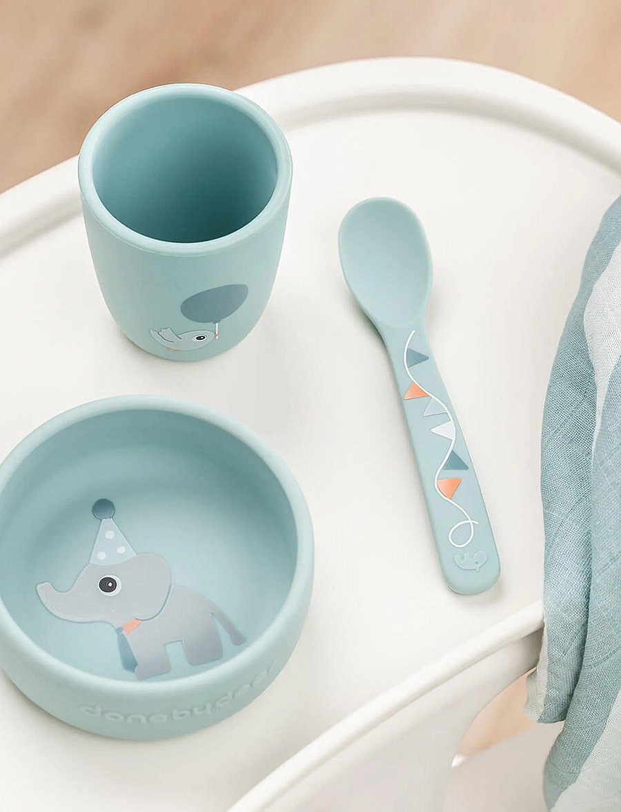 Done by Deer - Stick&Stay first meal set Celebration Blue - serveringsset - blue - 0