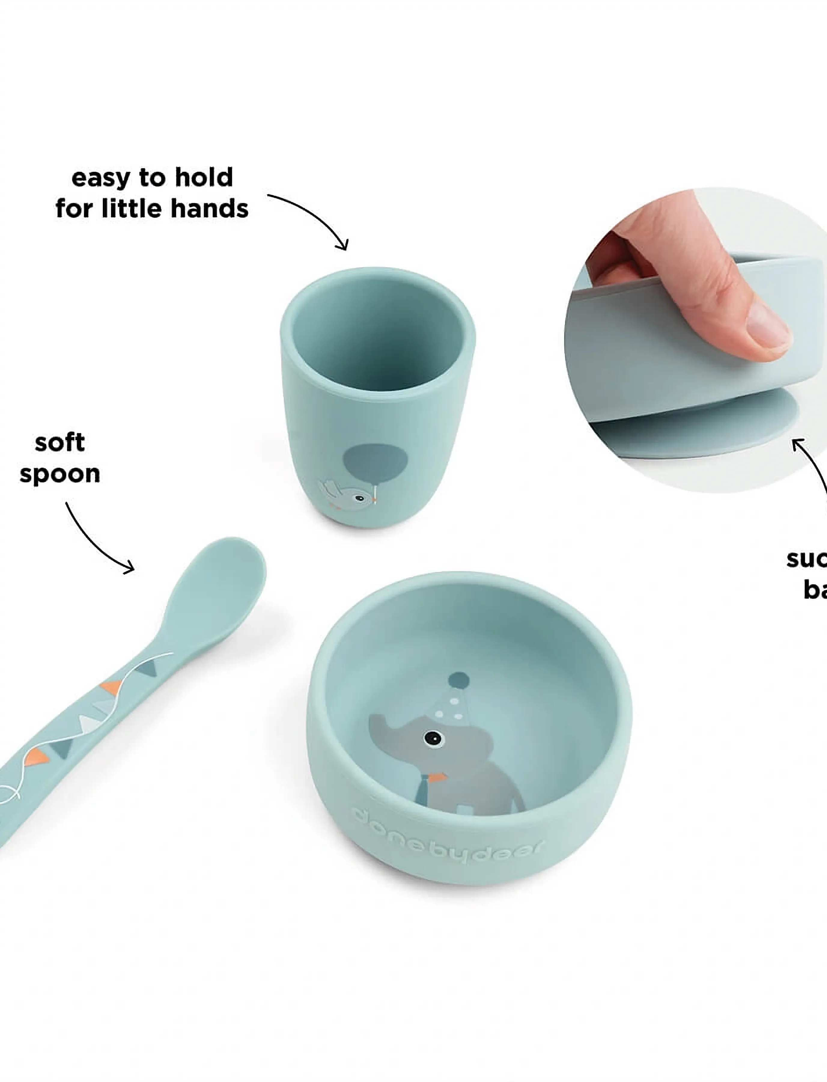 Done by Deer - Stick&Stay first meal set Celebration Blue - serveringsset - blue - 3