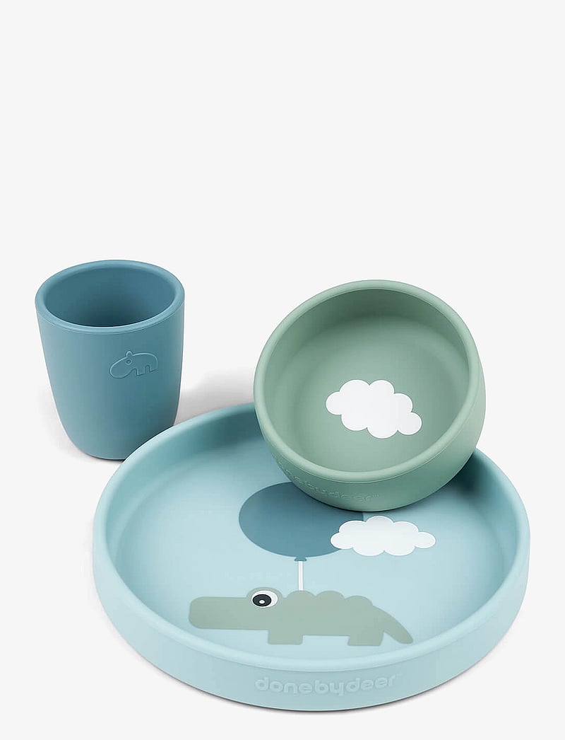 Done by Deer - Silicone dinner set Happy clouds Blue - essgeschirr - blue - 1