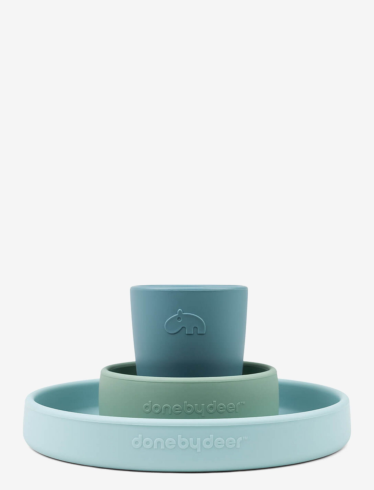 Done by Deer - Silicone dinner set Happy clouds Blue - serveringssæt - blue - 2