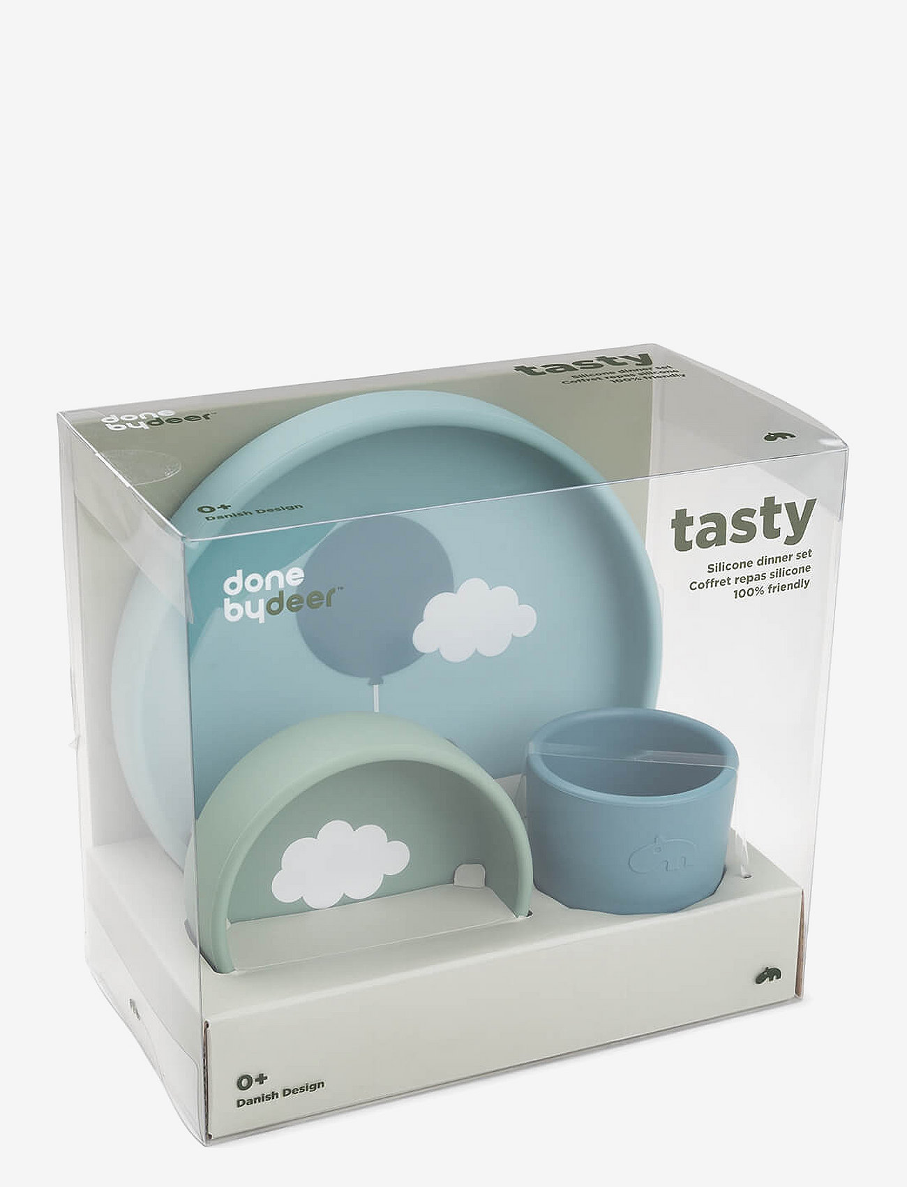 Done by Deer - Silicone dinner set Happy clouds Blue - serveringssæt - blue - 3