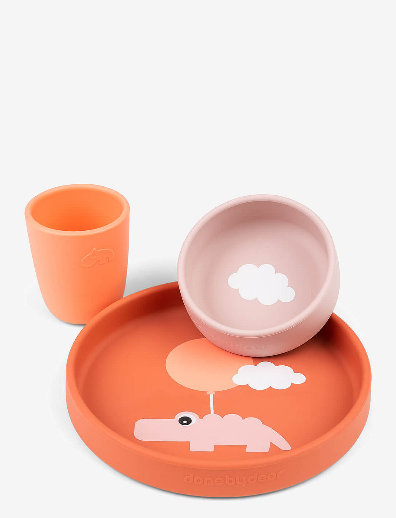 Done by Deer - Silicone dinner set Happy clouds Papaya - serveringsset - papaya - 1