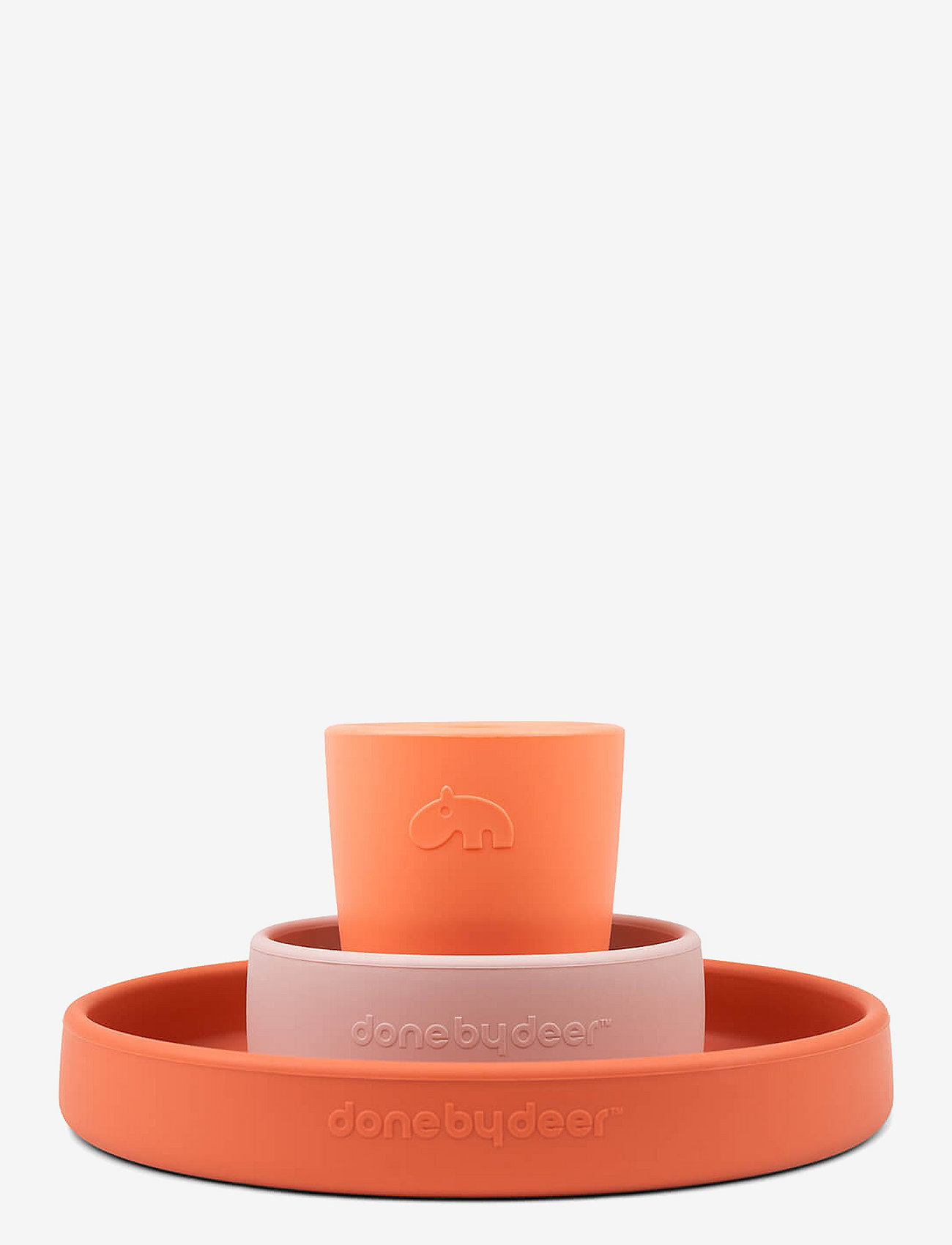 Done by Deer - Silicone dinner set Happy clouds Papaya - serveringsset - papaya - 2