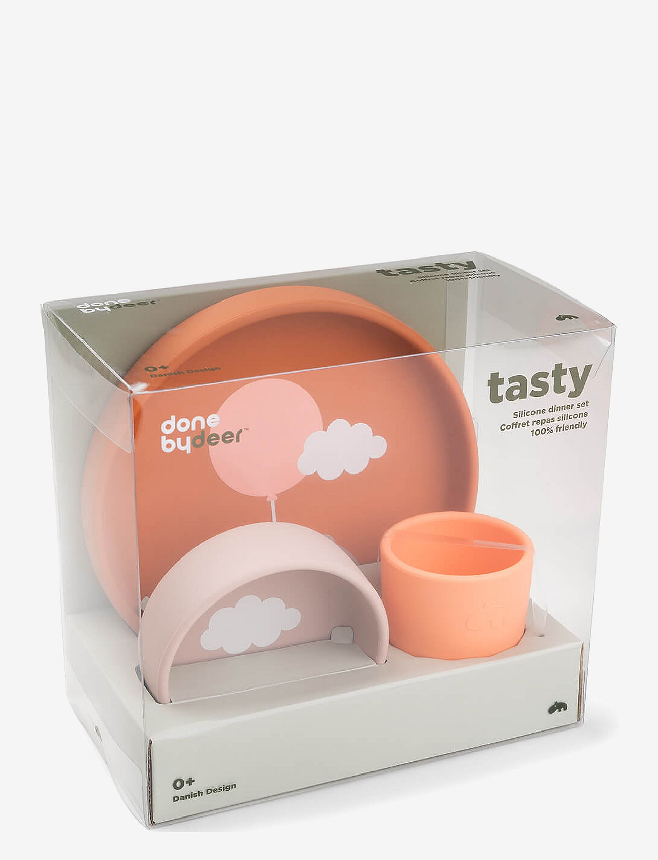 Done by Deer - Silicone dinner set Happy clouds Papaya - serveringsset - papaya - 3