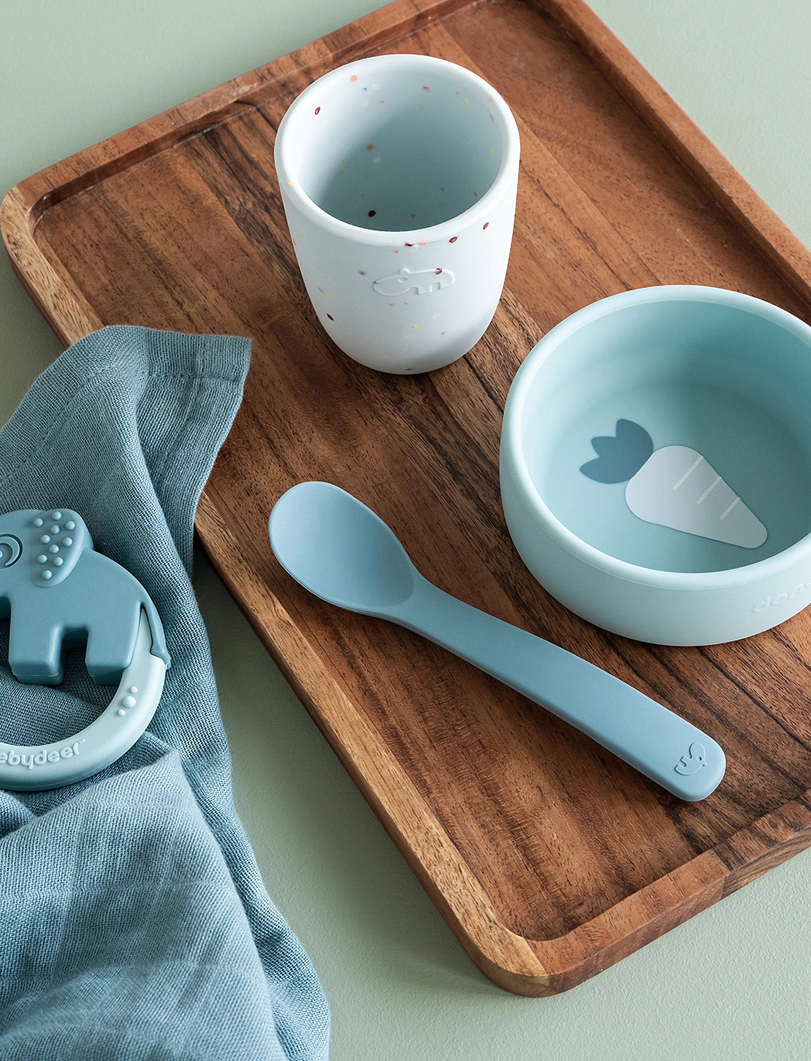 Done by Deer Silicone First Meal Set Blue, One Size, Time, Blau - Dinner Sets, Kinder