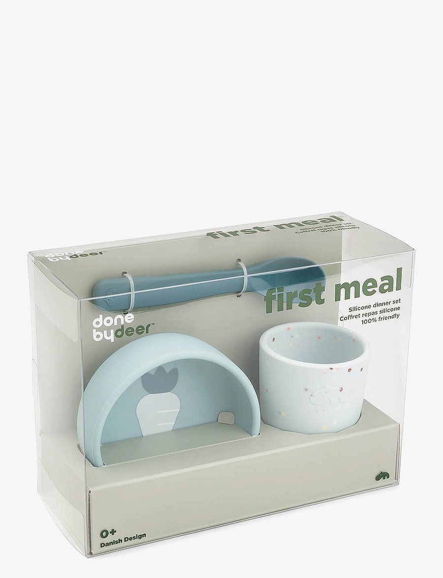 Done by Deer - Silicone first meal set Blue - Õhtusöögikomplektid - blue - 5